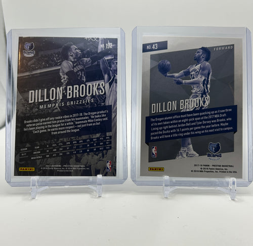 2017-18 Panini Prestige Dillon Brooks Silver Foil Rookie SP #43 + Base #192 Set