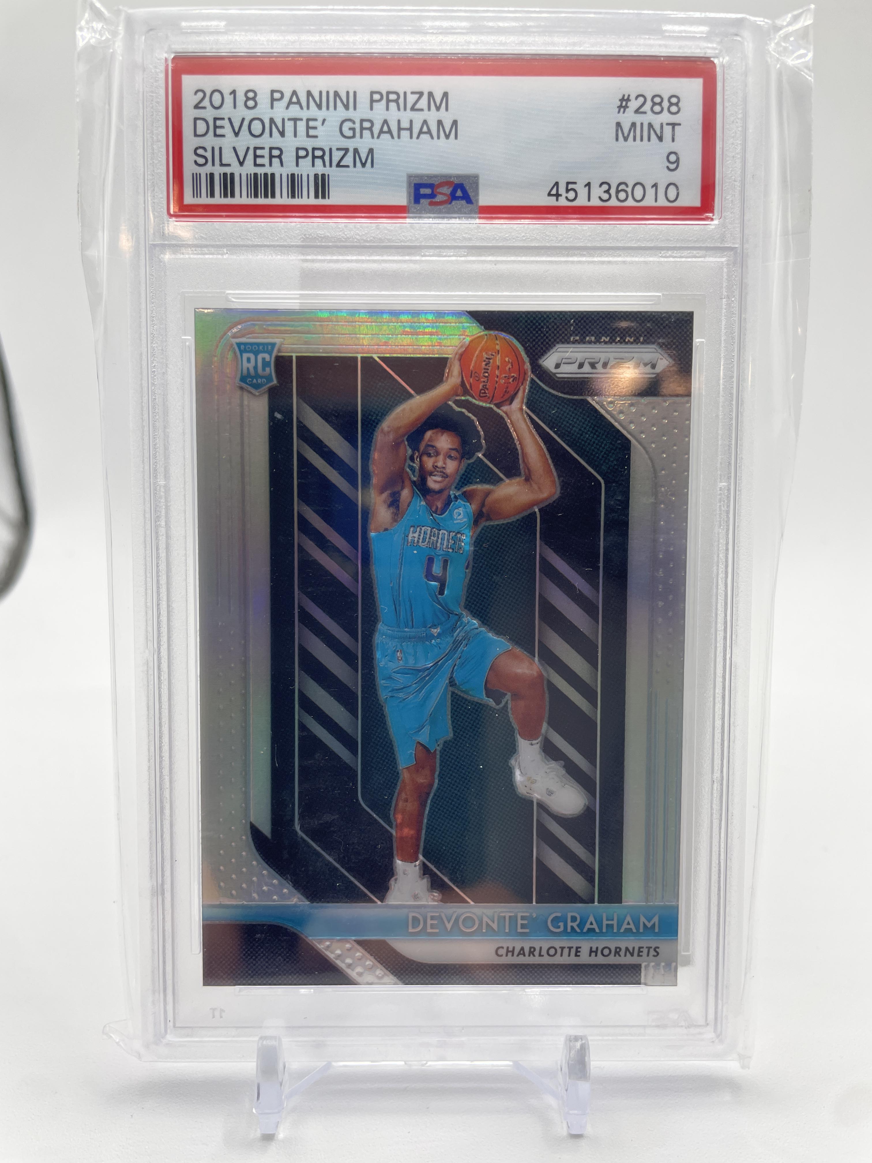 2018-19 Panini Prizm Devonte' Graham Silver Prizm Rookie #288 PSA 9 Mint