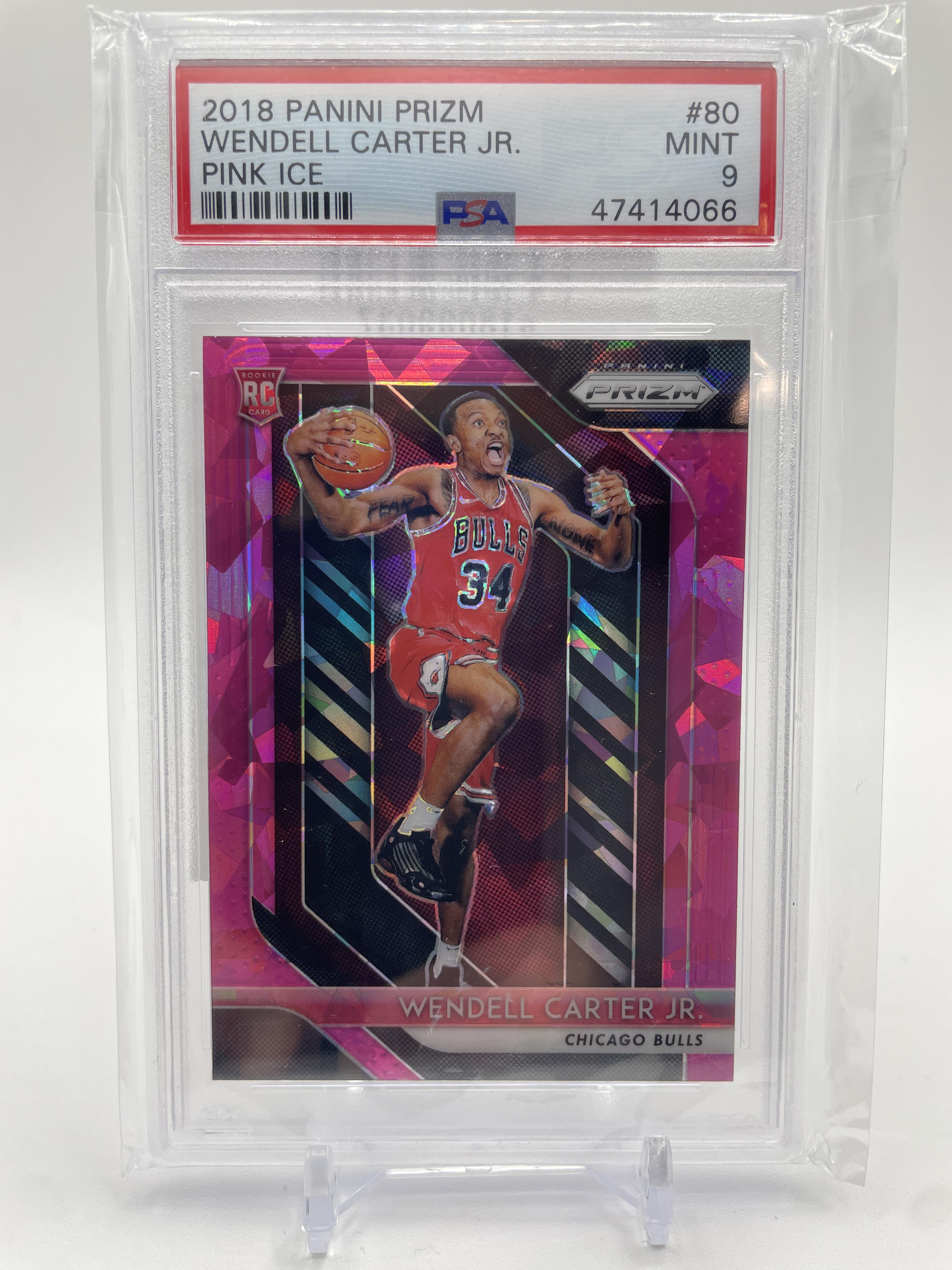 2018-19 Panini Prizm Wendell Carter Jr. Pink Ice Prizm Rookie #80 PSA 9 Mint