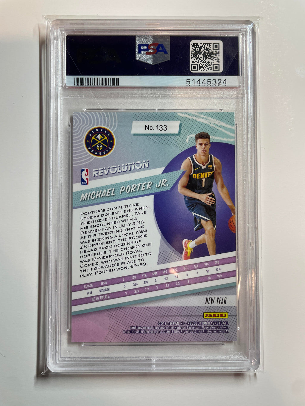 2018-19 Panini Revolution Michael Porter Jr Chinese New Year SP Rookie PSA 10