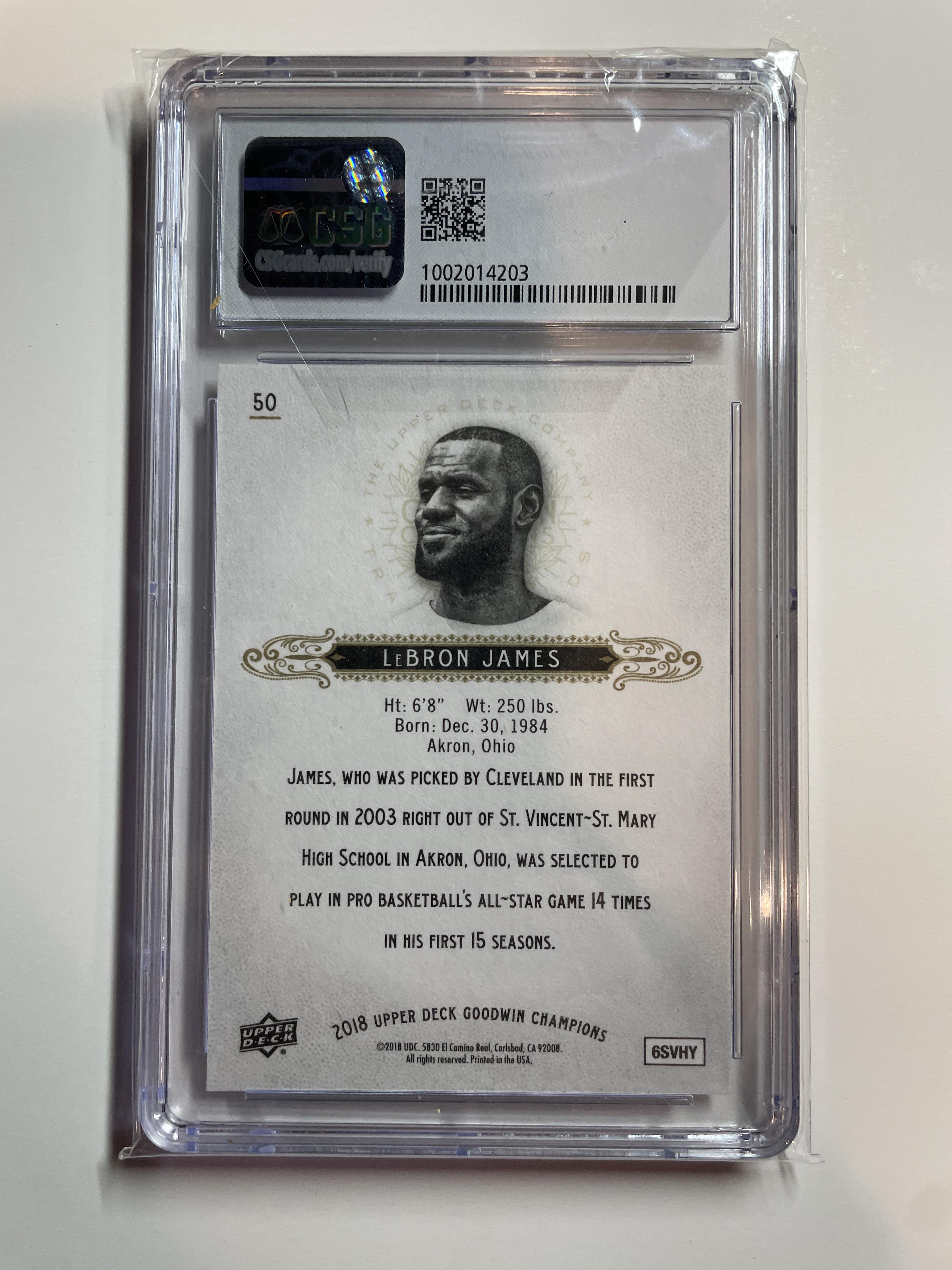 2018 Upper Deck Goodwin Champions #50 LeBron James CSG 9.5 Mint