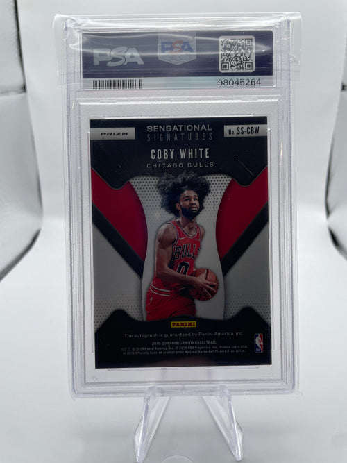 2019-20 Panini Prizm Coby White Sensational Choice Prizm Rookie Auto SP PSA 10