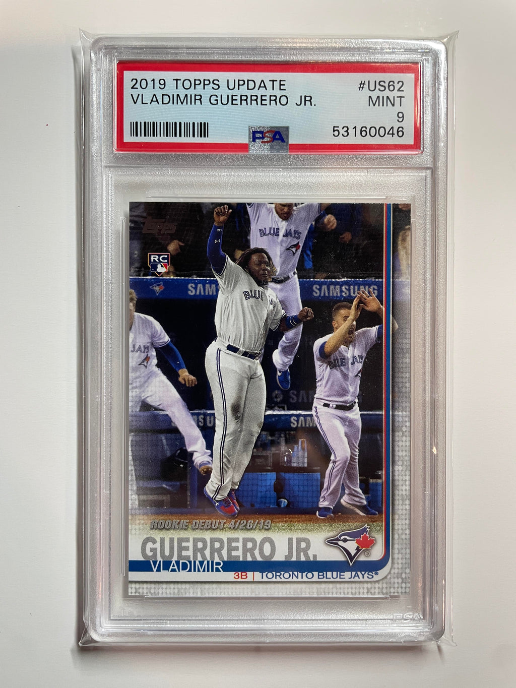 2019 Topps Update #US62 Vladimir Guerrero Jr RC Blue Jays PSA 9 MINT
