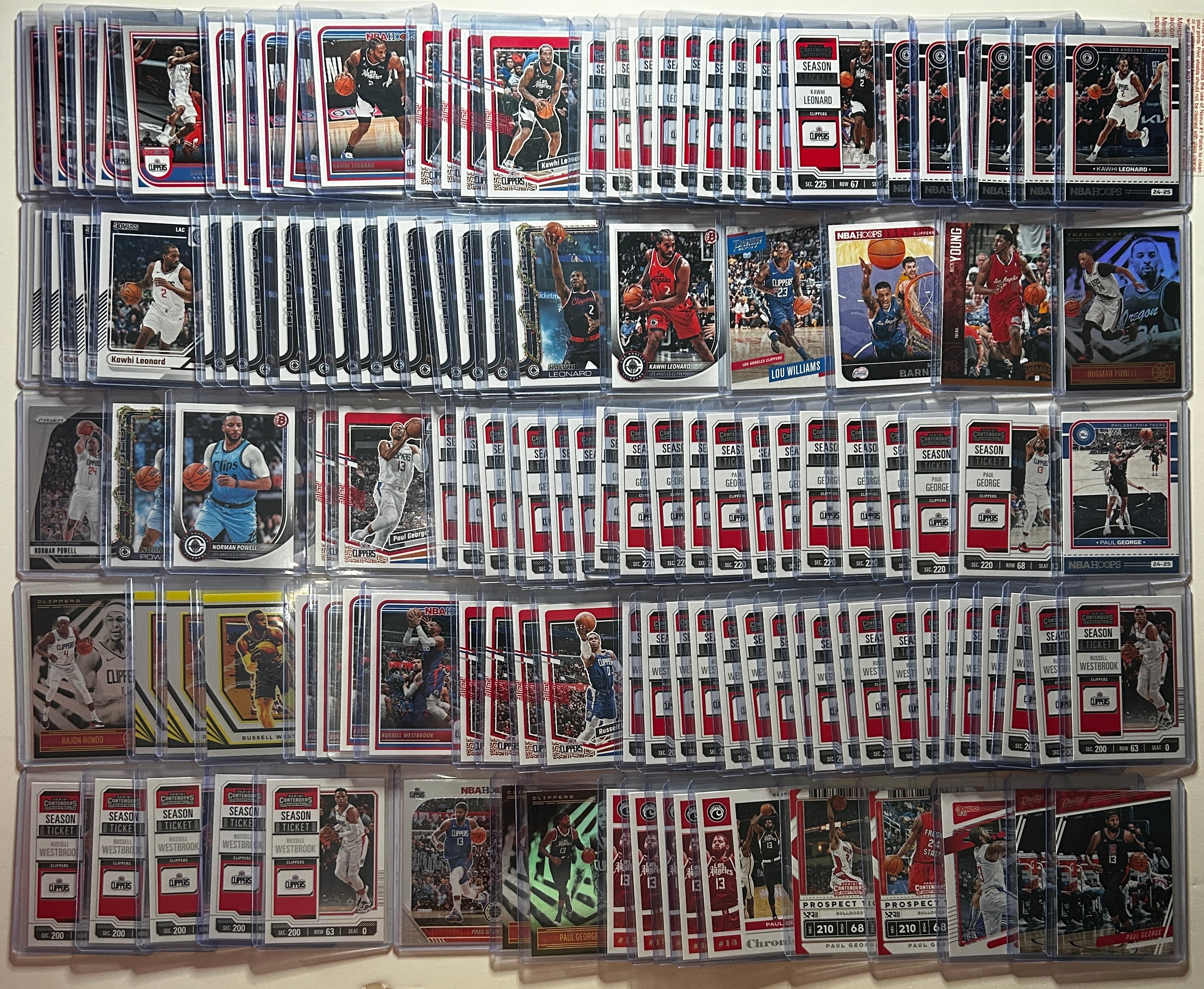 2020-2025 Panini Los Angeles Clippers Base + SP + Insert Lot (x332)