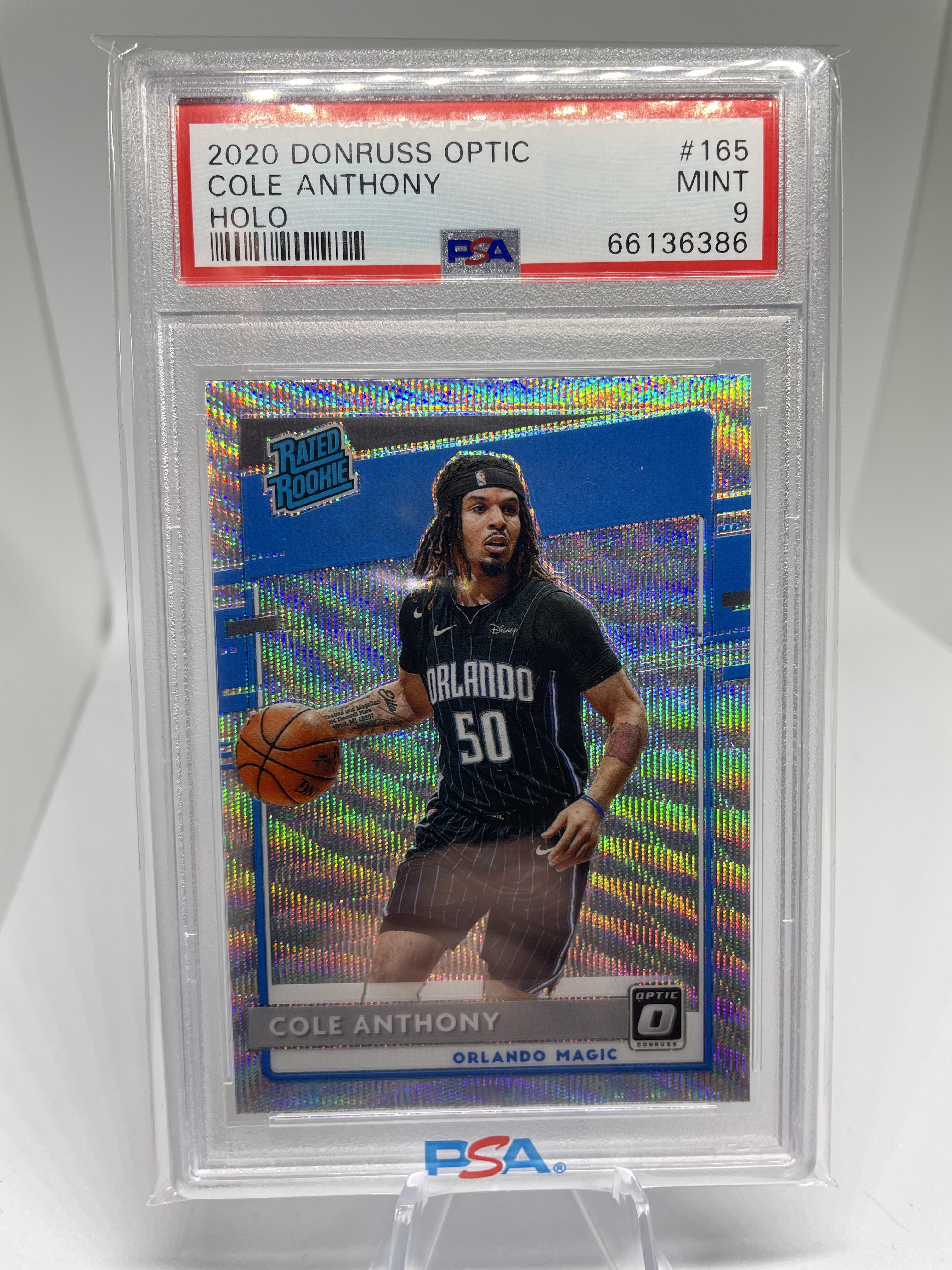 2020-21 Donruss Optic Cole Anthony Holo Prizm Rated Rookie #165 PSA 9 Mint