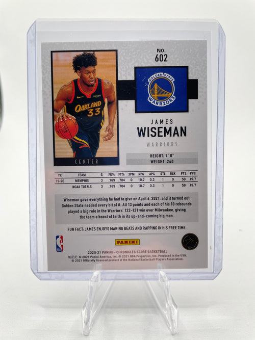 2020-21 Panini Chronicles Score James Wiseman Purple Rookie SP /49
