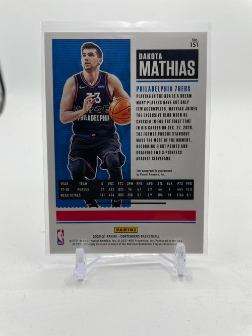 2020-21 Panini Contenders Dakota Mathias Rookie Ticket Auto