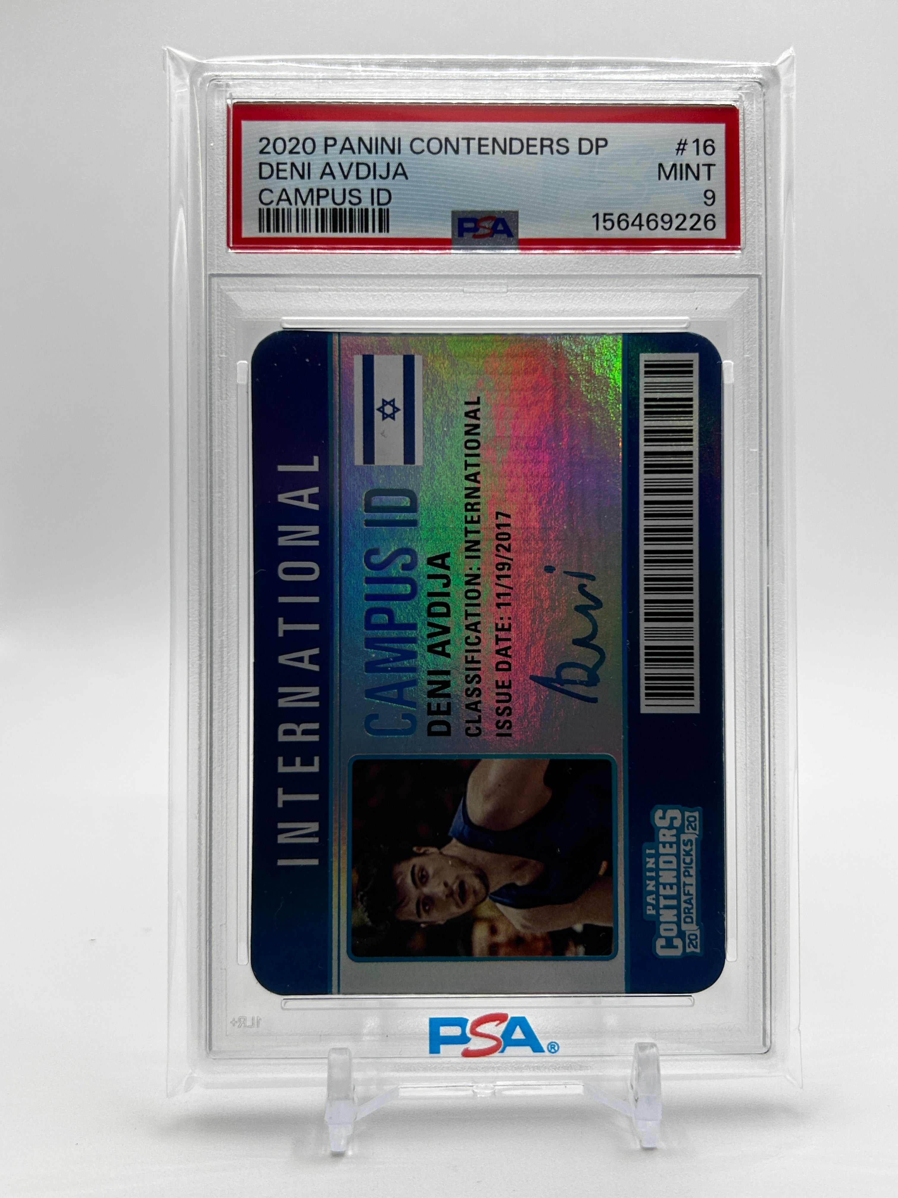 2020-21 Panini Contenders Deni Avdija Campus ID On-Card SP Rookie Auto PSA 9