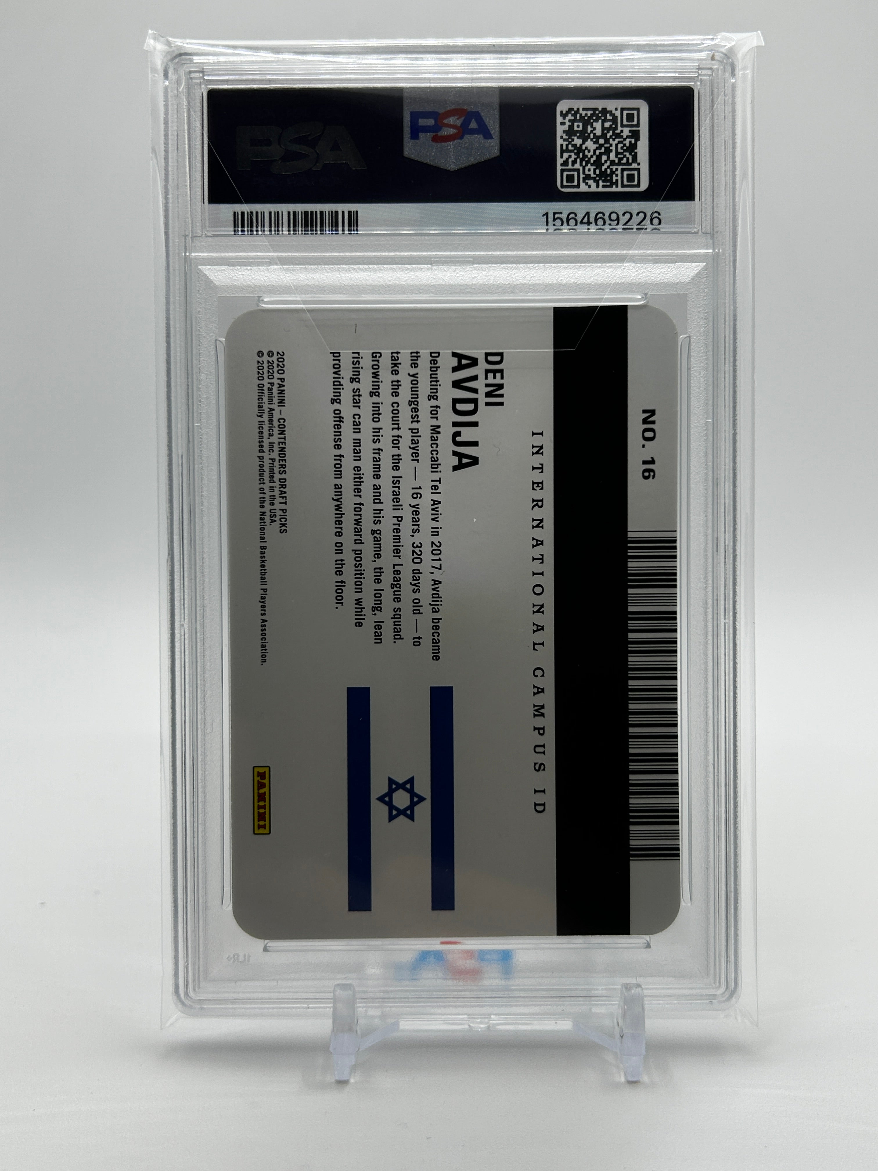 2020-21 Panini Contenders Deni Avdija Campus ID On-Card SP Rookie Auto PSA 9