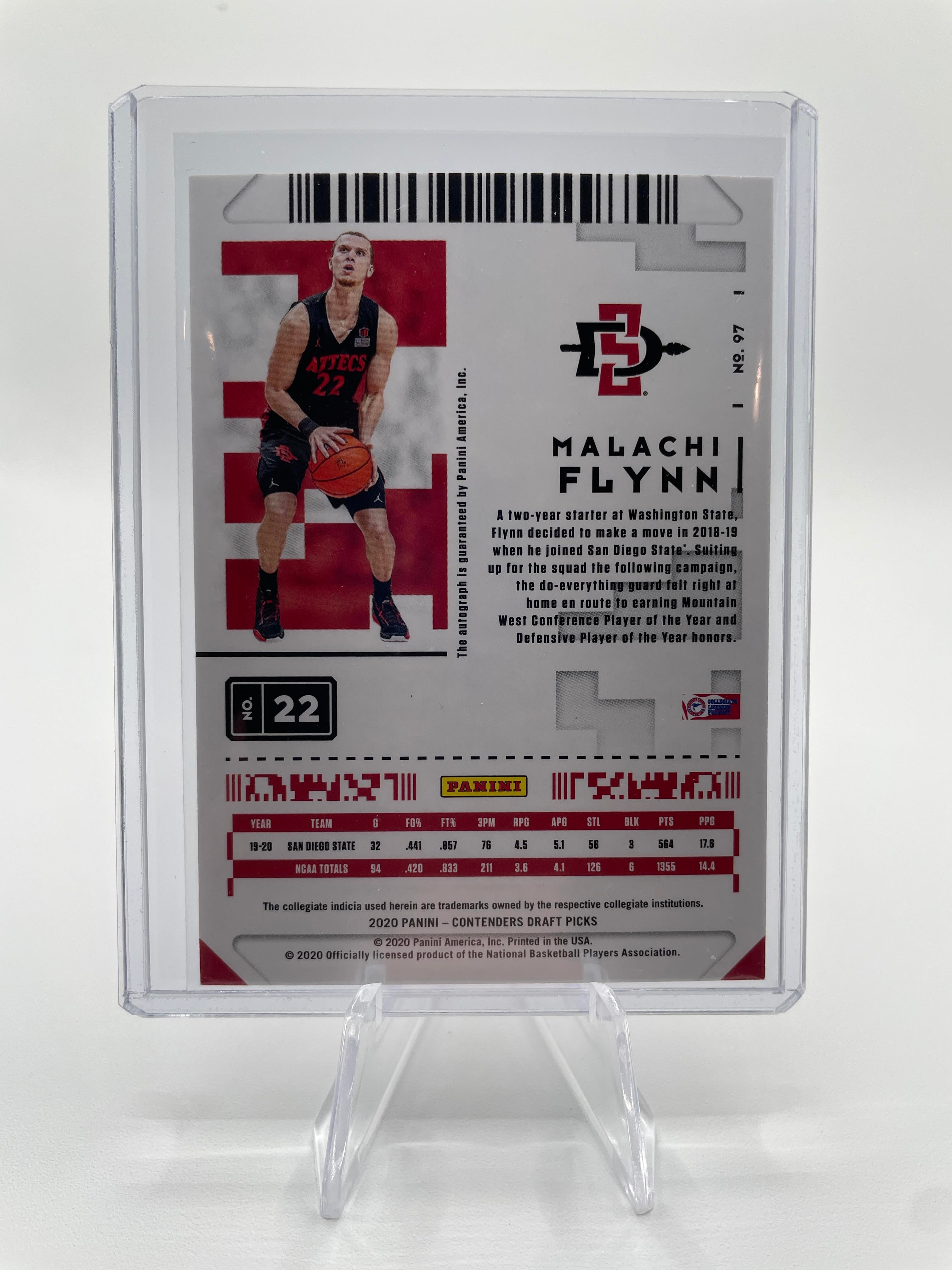 2020-21 Panini Contenders Malachi Flynn Prospect Ticket Rookie Auto #22