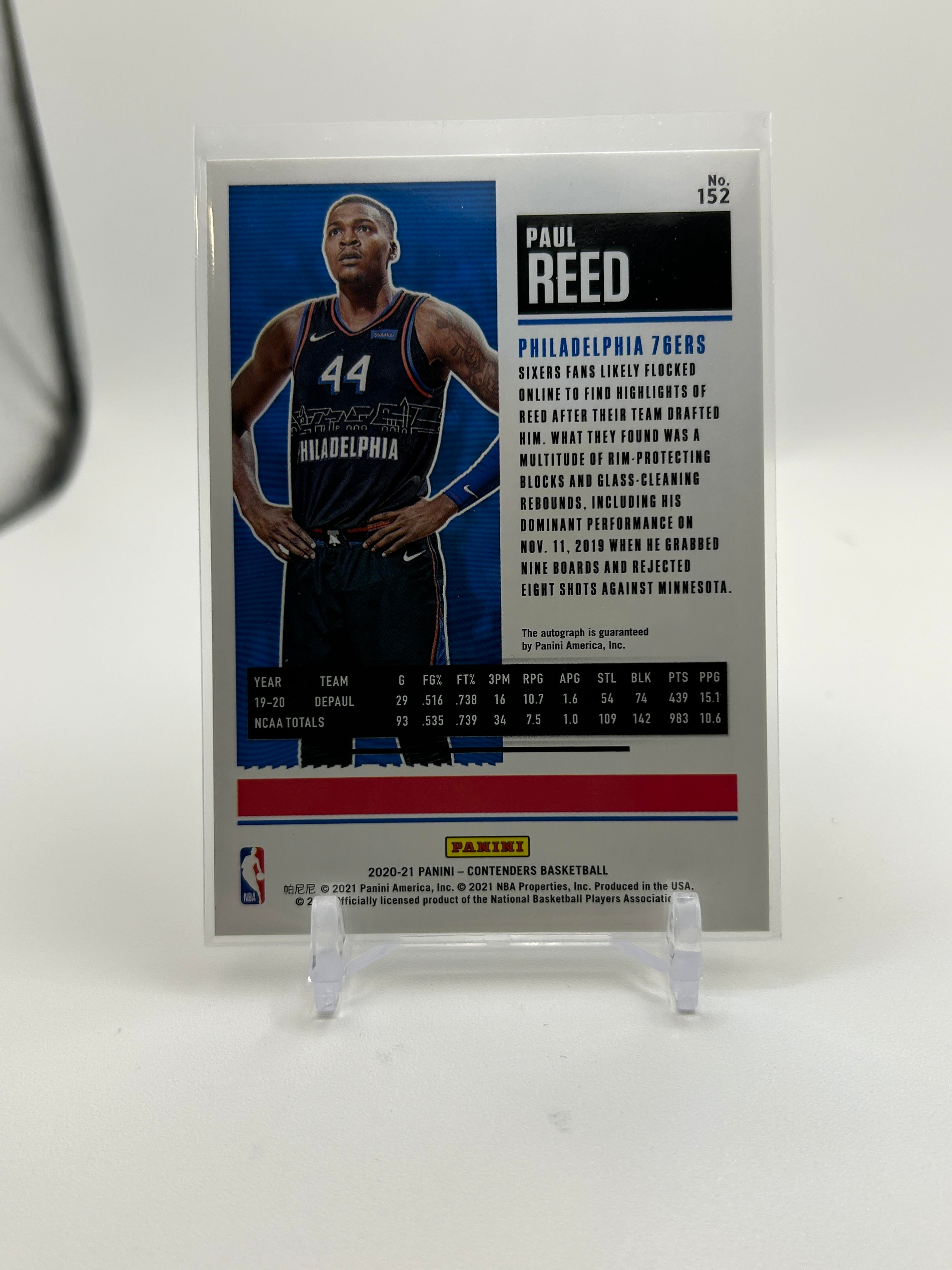 2020-21 Panini Contenders Paul Reed Rookie Ticket Auto