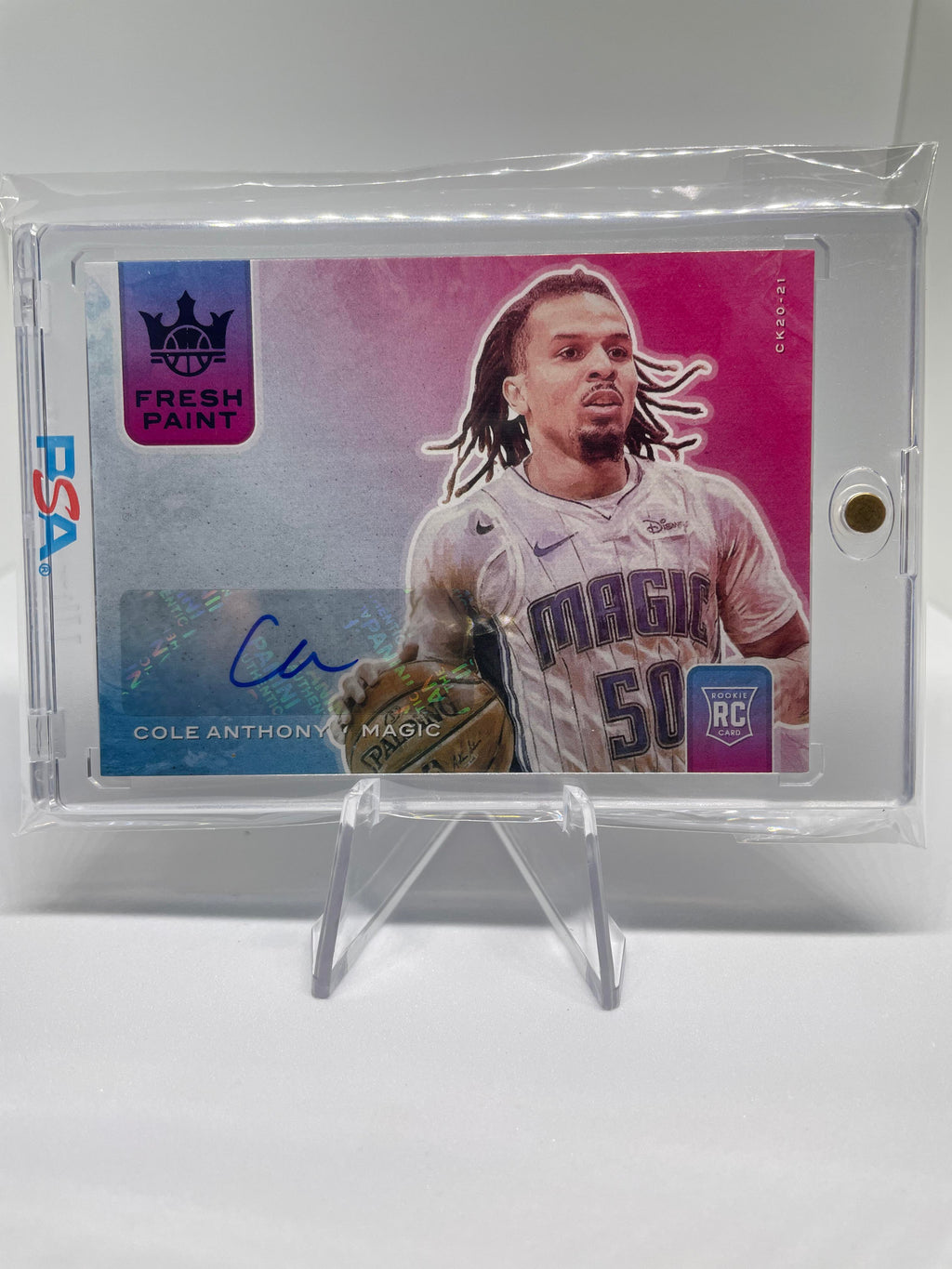2020-21 Panini Court Kings Cole Anthony Fresh Paint Sapphire Rookie Auto /25