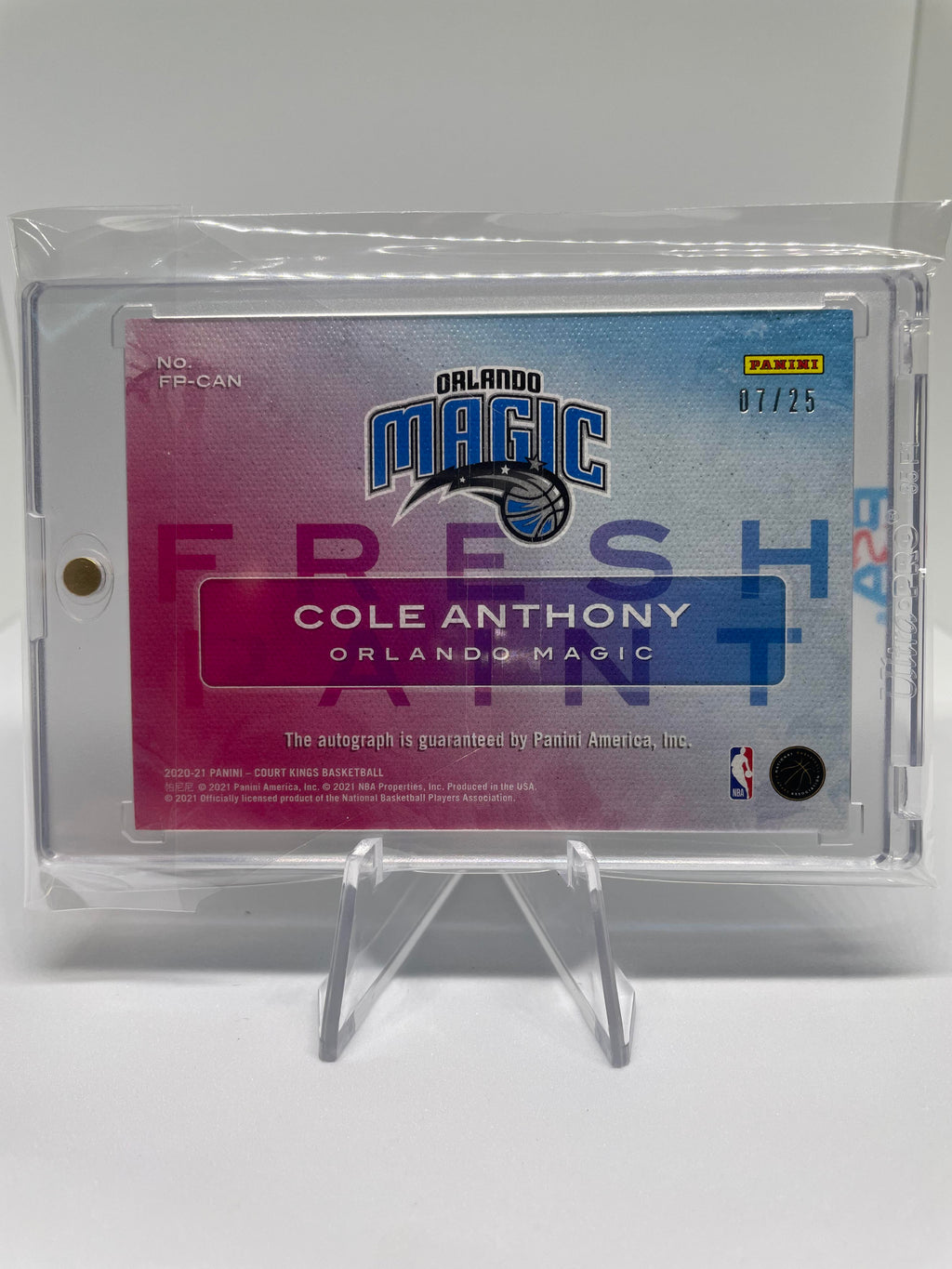 2020-21 Panini Court Kings Cole Anthony Fresh Paint Sapphire Rookie Auto /25