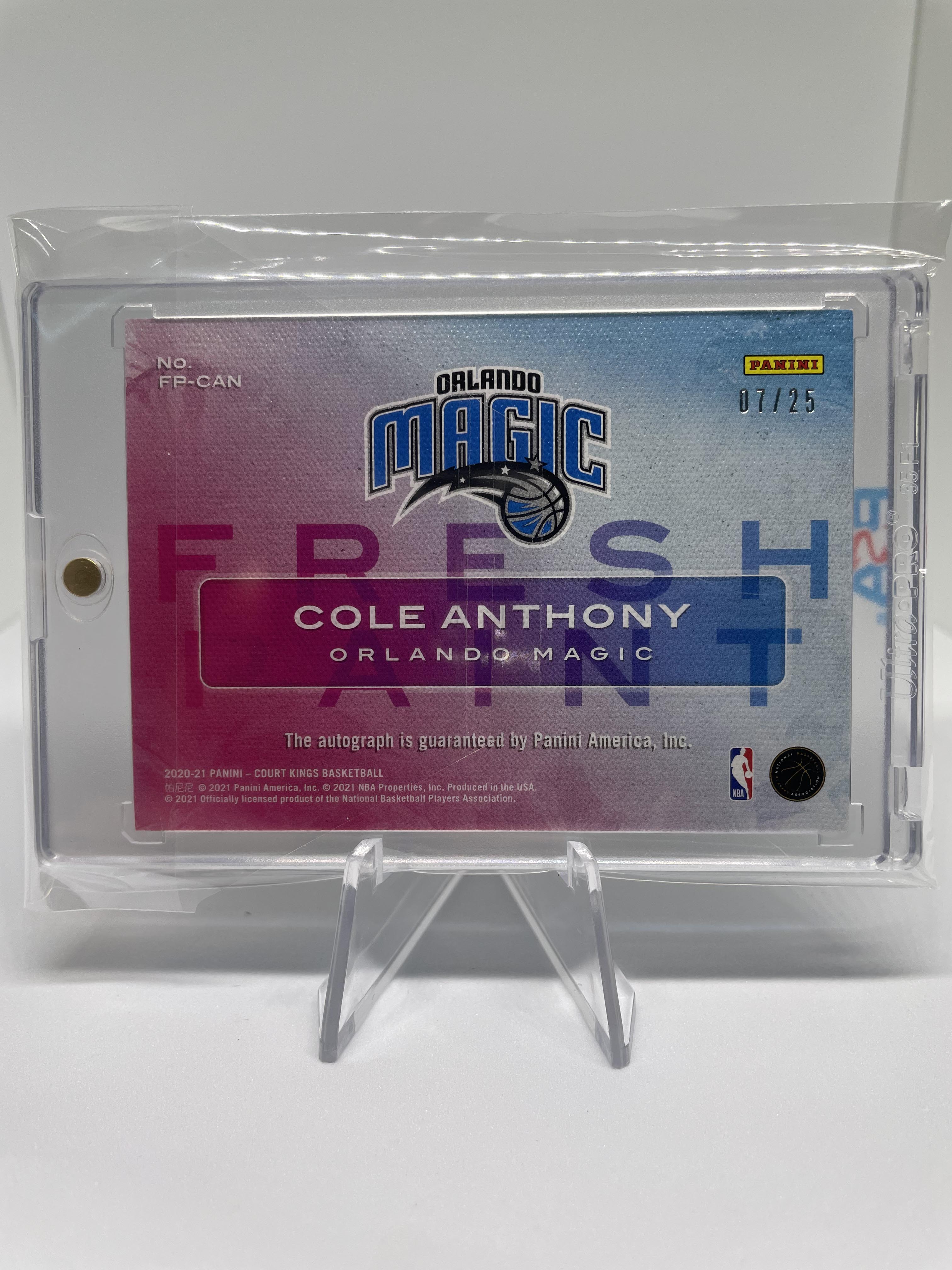 2020-21 Panini Court Kings Cole Anthony Fresh Paint Sapphire Rookie Auto /25
