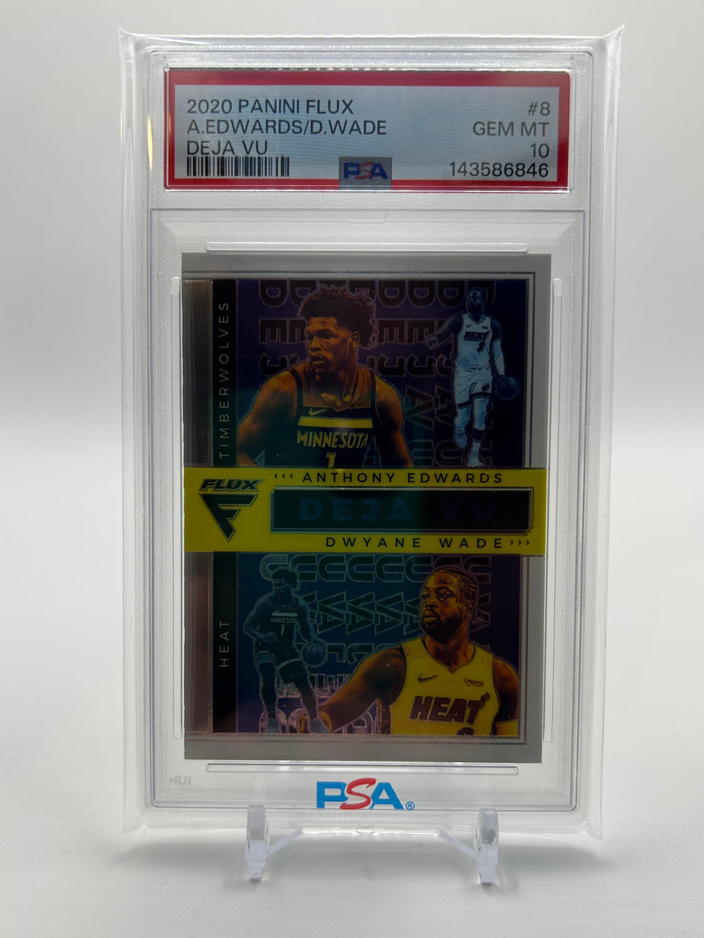 2020-21 Panini Flux Anthony Edwards + Dwyane Wade Deja Vu Rookie PSA 10 GEM Mint