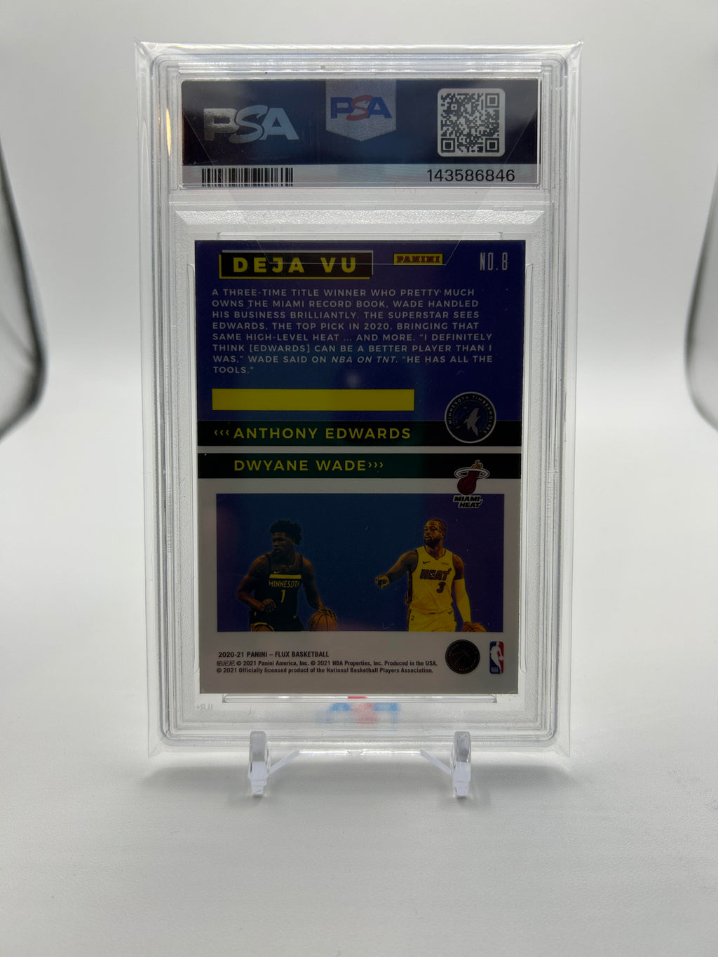 2020-21 Panini Flux Anthony Edwards + Dwyane Wade Deja Vu Rookie PSA 10 GEM Mint