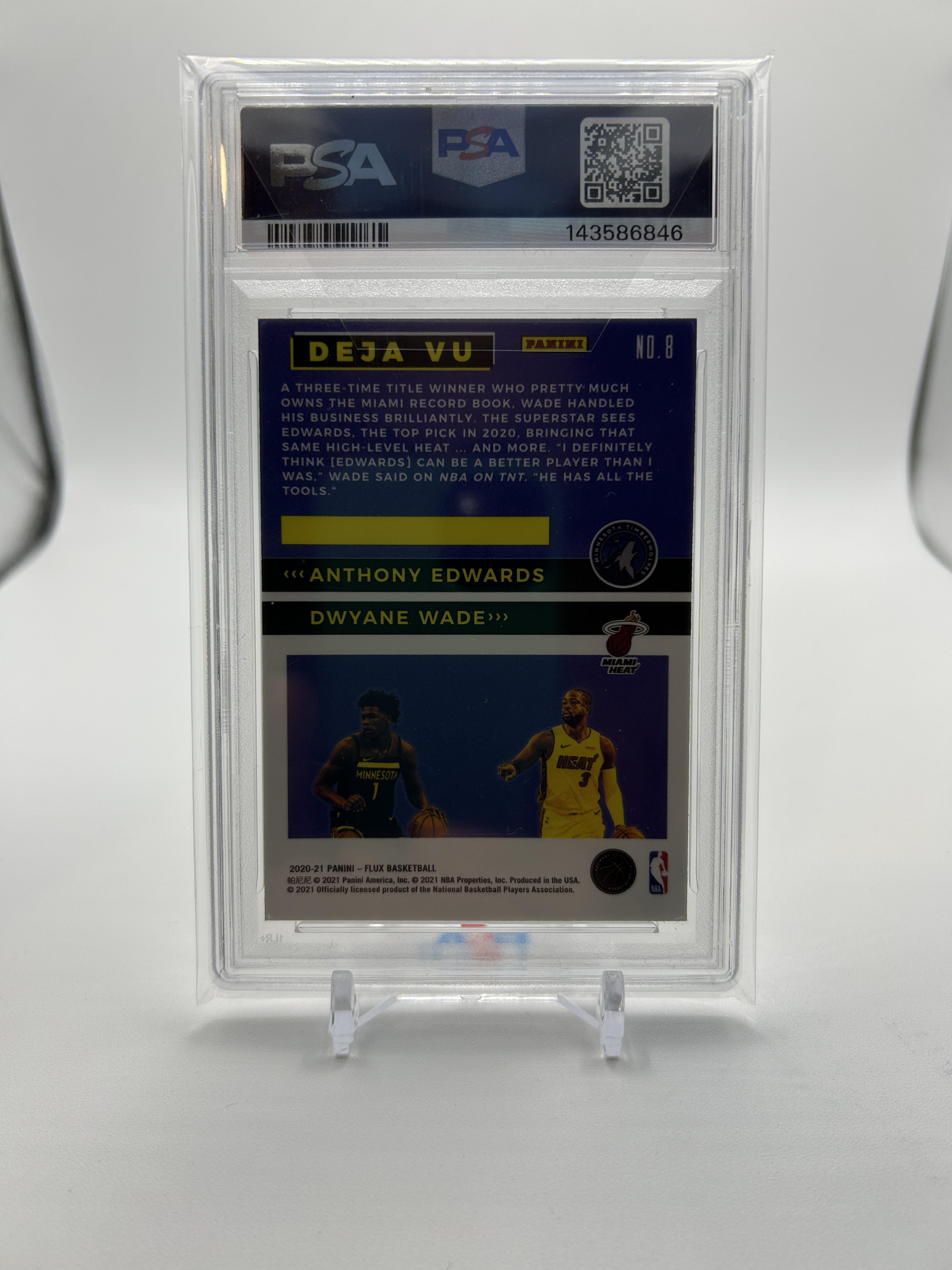 2020-21 Panini Flux Anthony Edwards + Dwyane Wade Deja Vu Rookie PSA 10 GEM Mint
