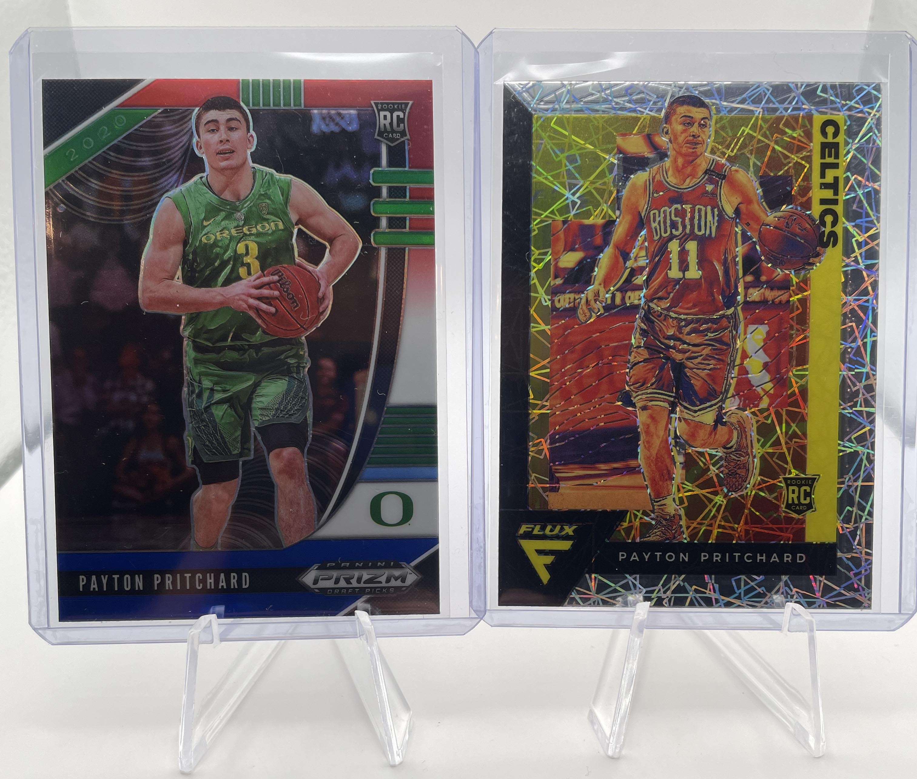 2020-21 Panini Flux Payton Pritchard Lazer Rookie SP + Panini Prizm RWB Prizm SP