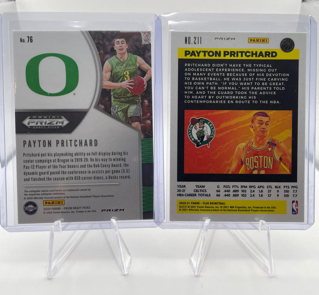 2020-21 Panini Flux Payton Pritchard Lazer Rookie SP + Panini Prizm RWB Prizm SP