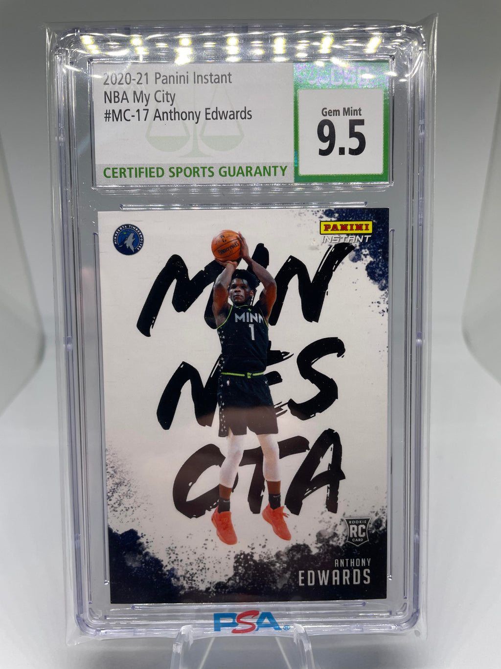 2020-21 Panini Instant Anthony Edwards My City Rookie SP 2390 CSG 9.5 POP 1