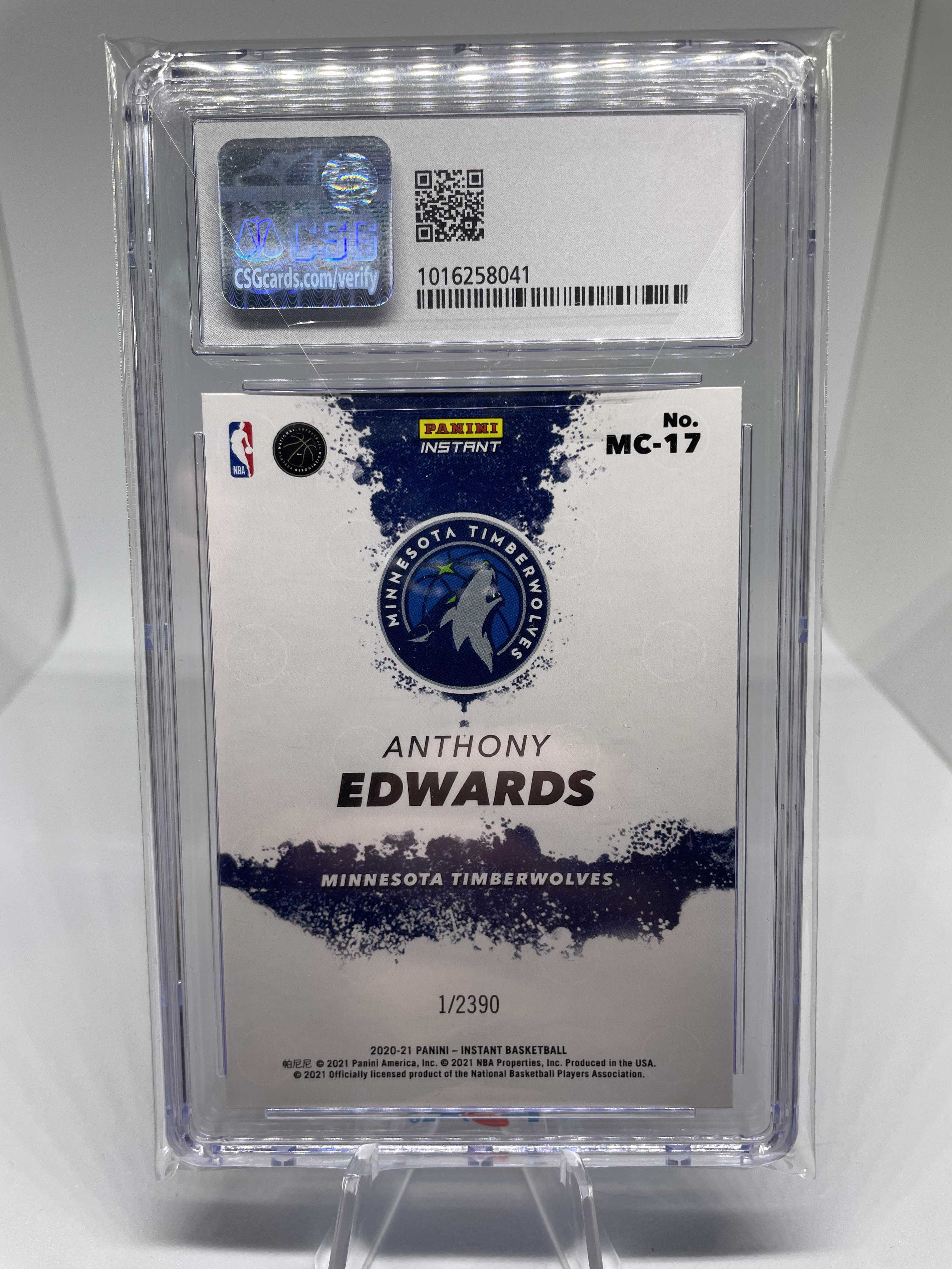 2020-21 Panini Instant Anthony Edwards My City Rookie SP 2390 CSG 9.5 POP 1