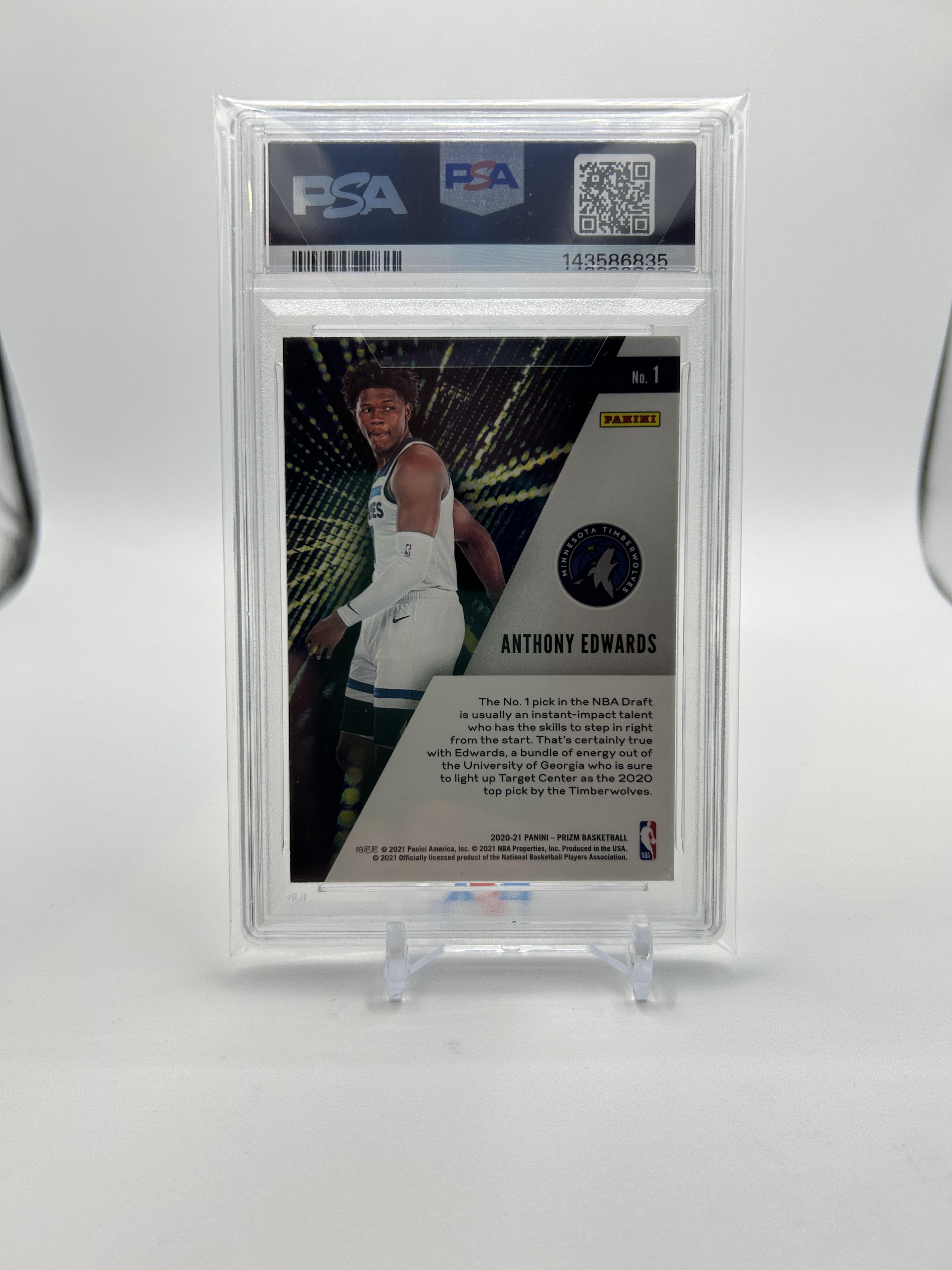 2020-21 Panini Prizm Anthony Edwards Instant Impact Rookie PSA 10 Gem Mint
