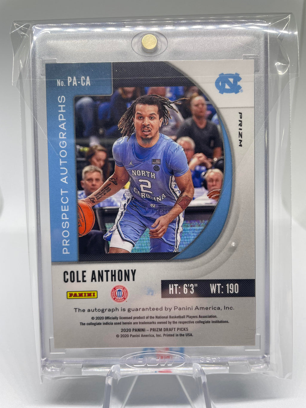 2020-21 Panini Prizm Draft Picks Cole Anthony Red Ice Prospect Rookie Auto SP