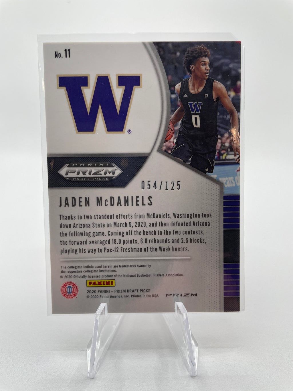 2020-21 Panini Prizm Draft Picks Jaden McDaniels Red Prizm Rookie /125