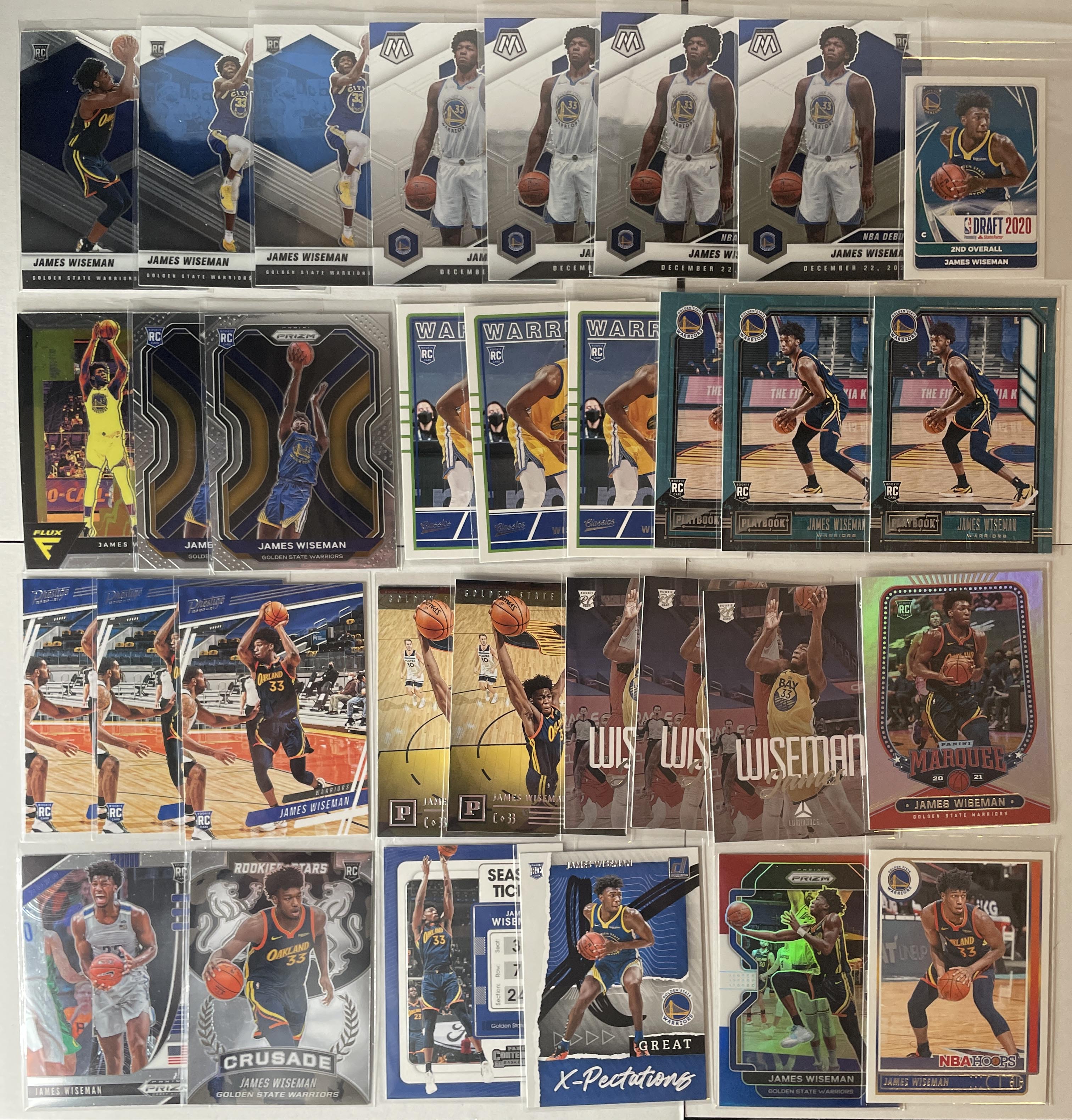 2020-21 Panini Prizm + Mosaic Debut + Chronicles James Wiseman Rookie Set (x32)