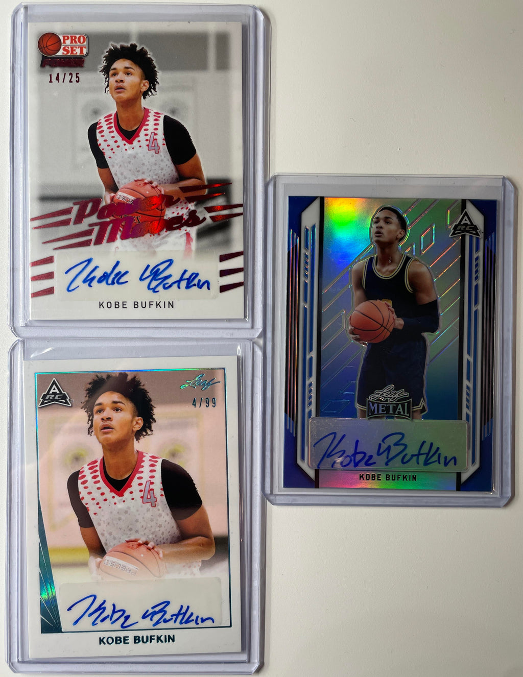 2021-22 Leaf Kobe Bufkin Rookie Auto Set (x4) Red /25 Aqua /99 + Metal Blue /50
