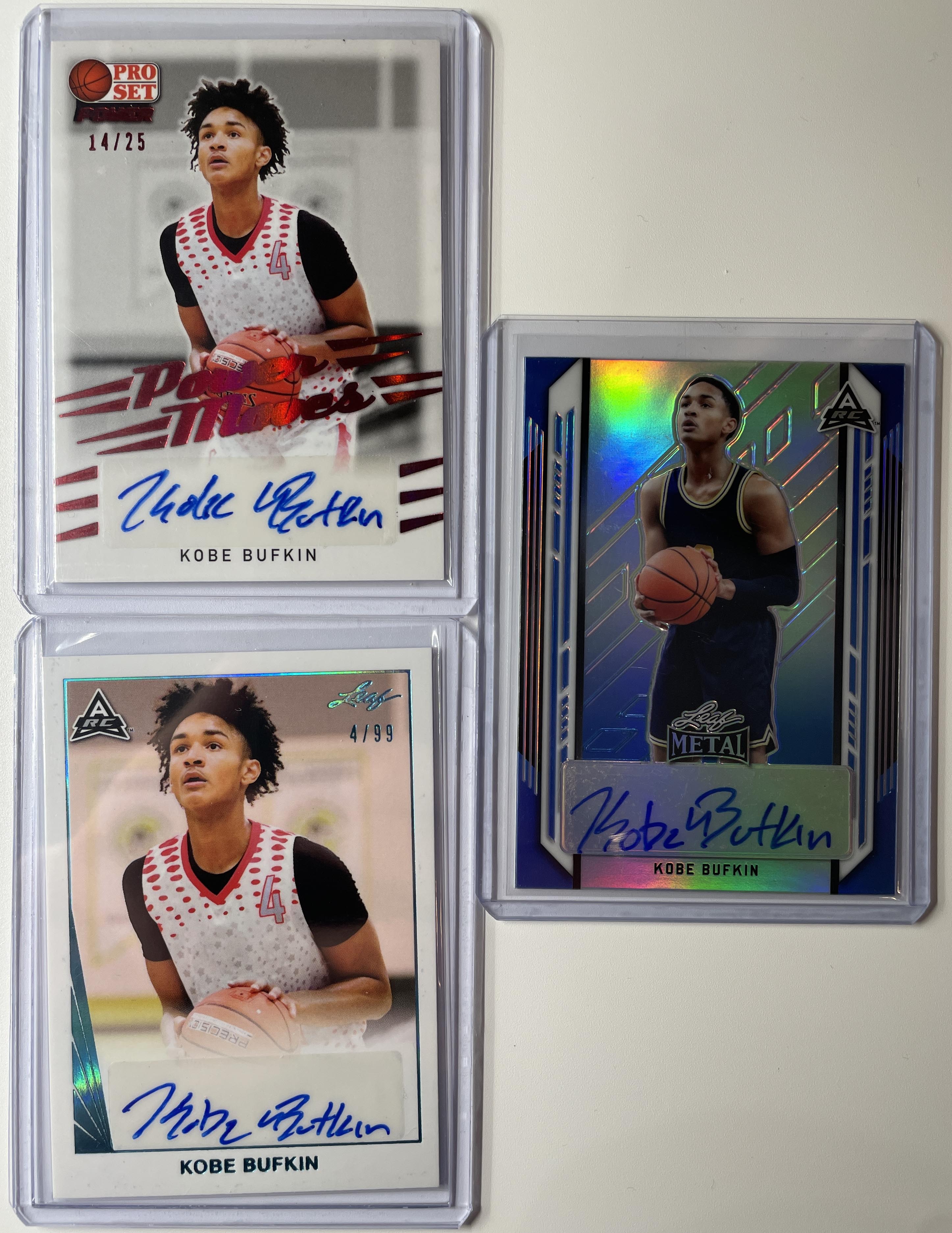 2021-22 Leaf Kobe Bufkin Rookie Auto Set (x4) Red /25 Aqua /99 + Metal Blue /50