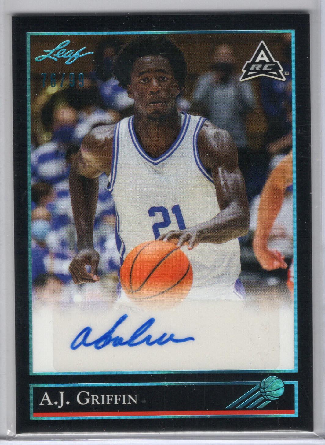 2021-22 Leaf Memories AJ Griffin Aqua Rookie Auto /99