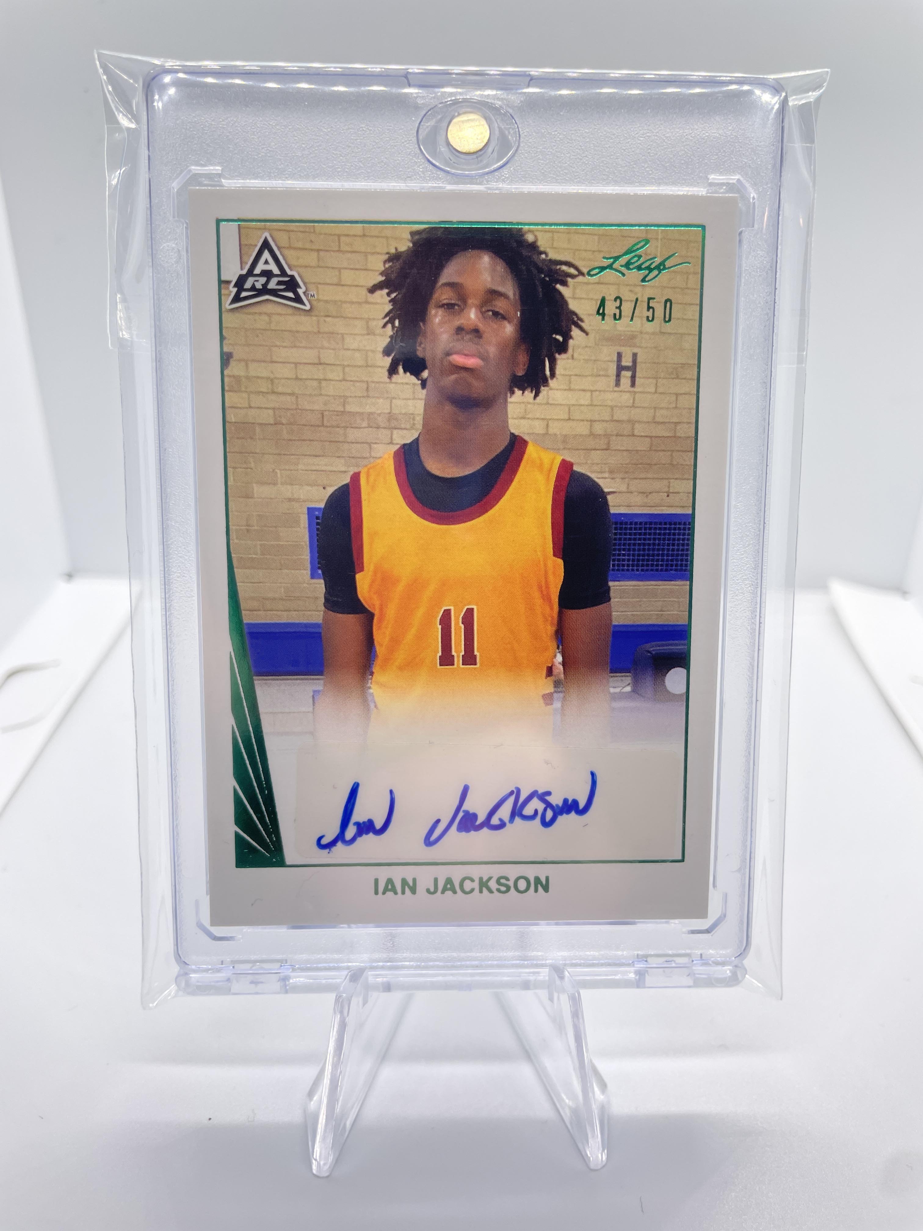 2021-22 Leaf Memories Ian Jackson Green Foil Rookie Auto /50