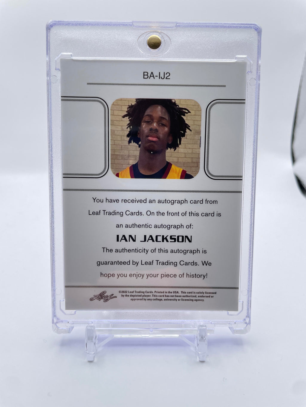 2021-22 Leaf Memories Ian Jackson Purple Foil Rookie Auto /20