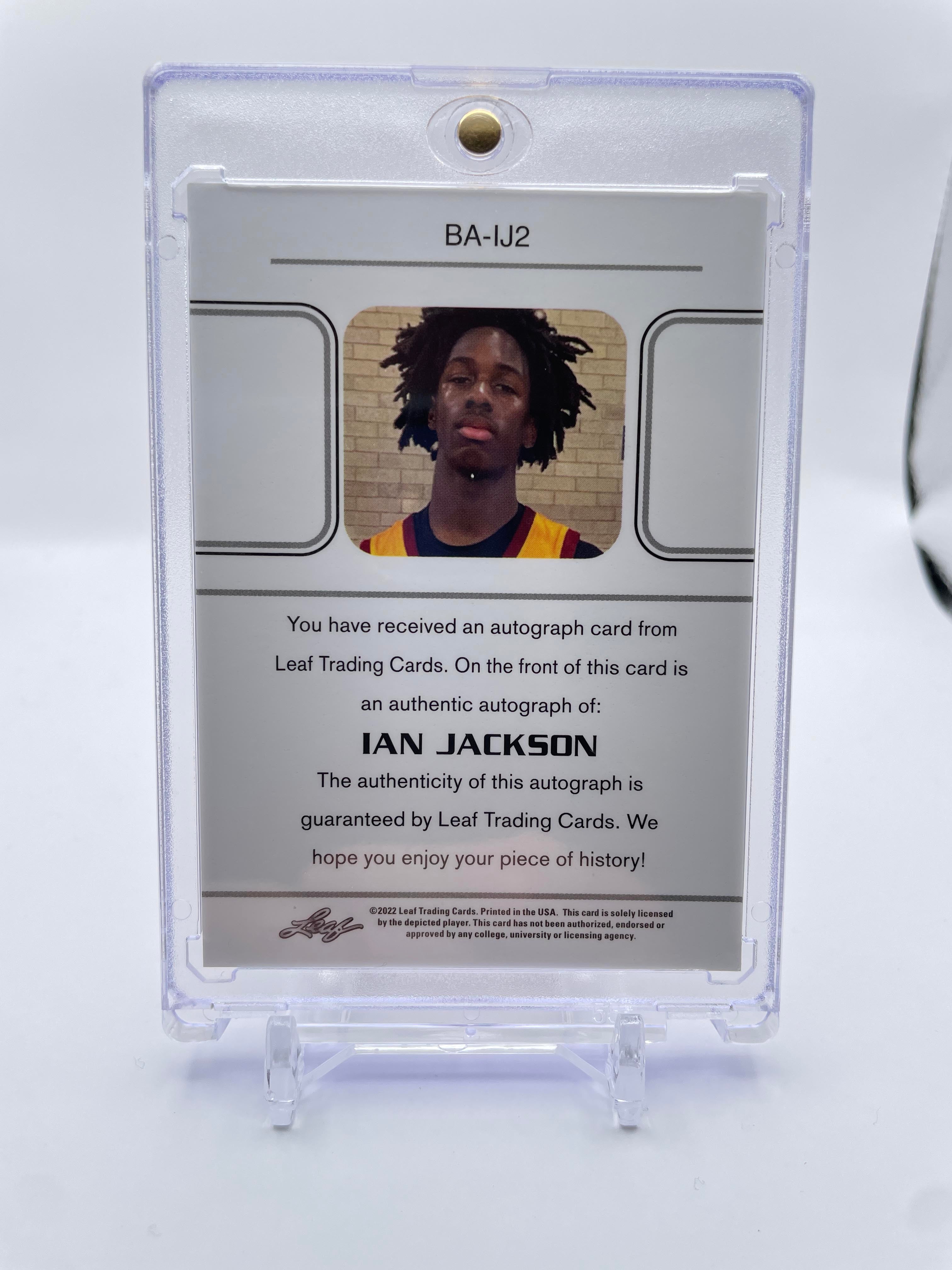2021-22 Leaf Memories Ian Jackson Purple Foil Rookie Auto /20