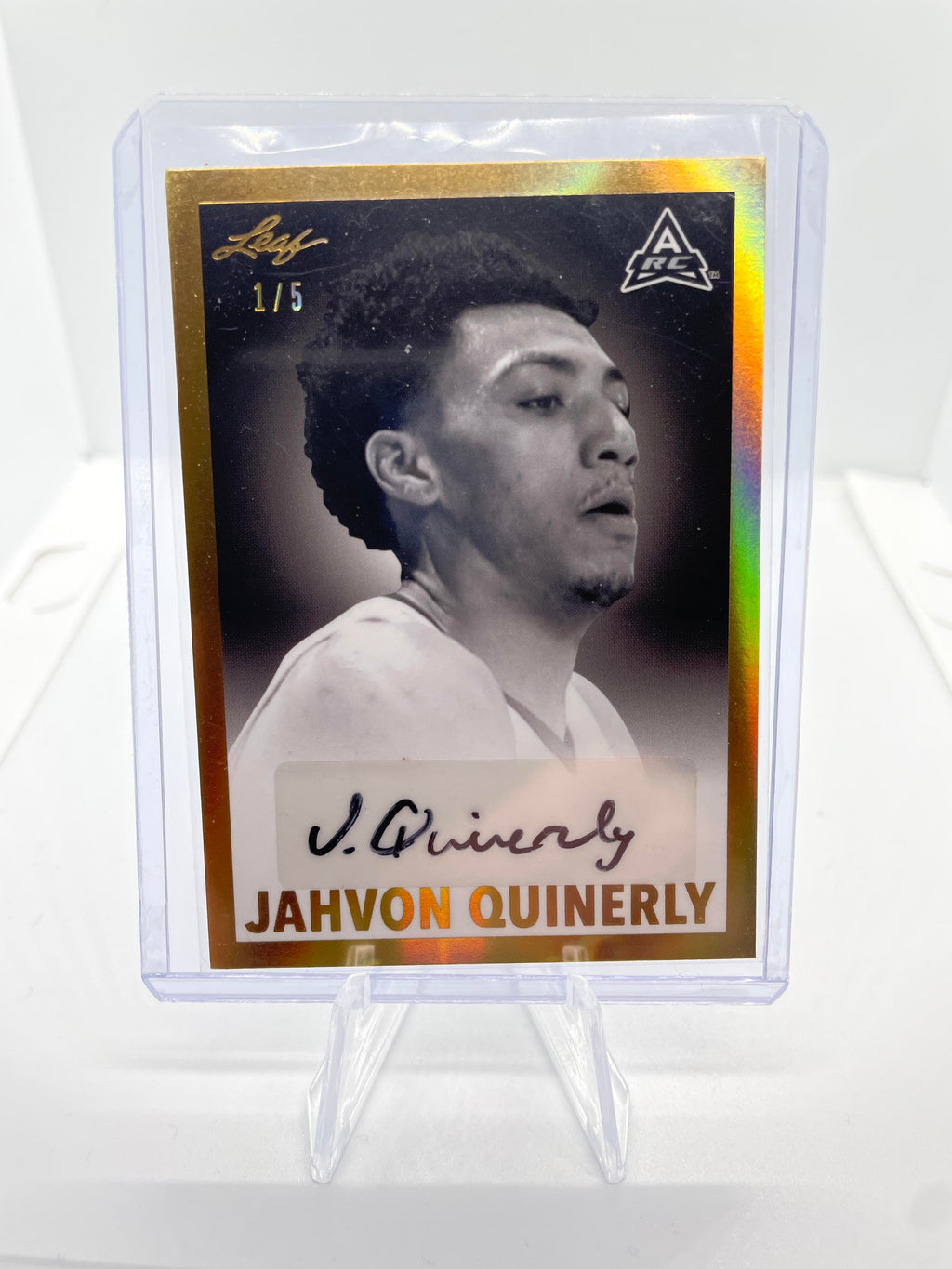 2021-22 Leaf Memories Jahvon Quinerly Gold Foil Rookie Auto /5