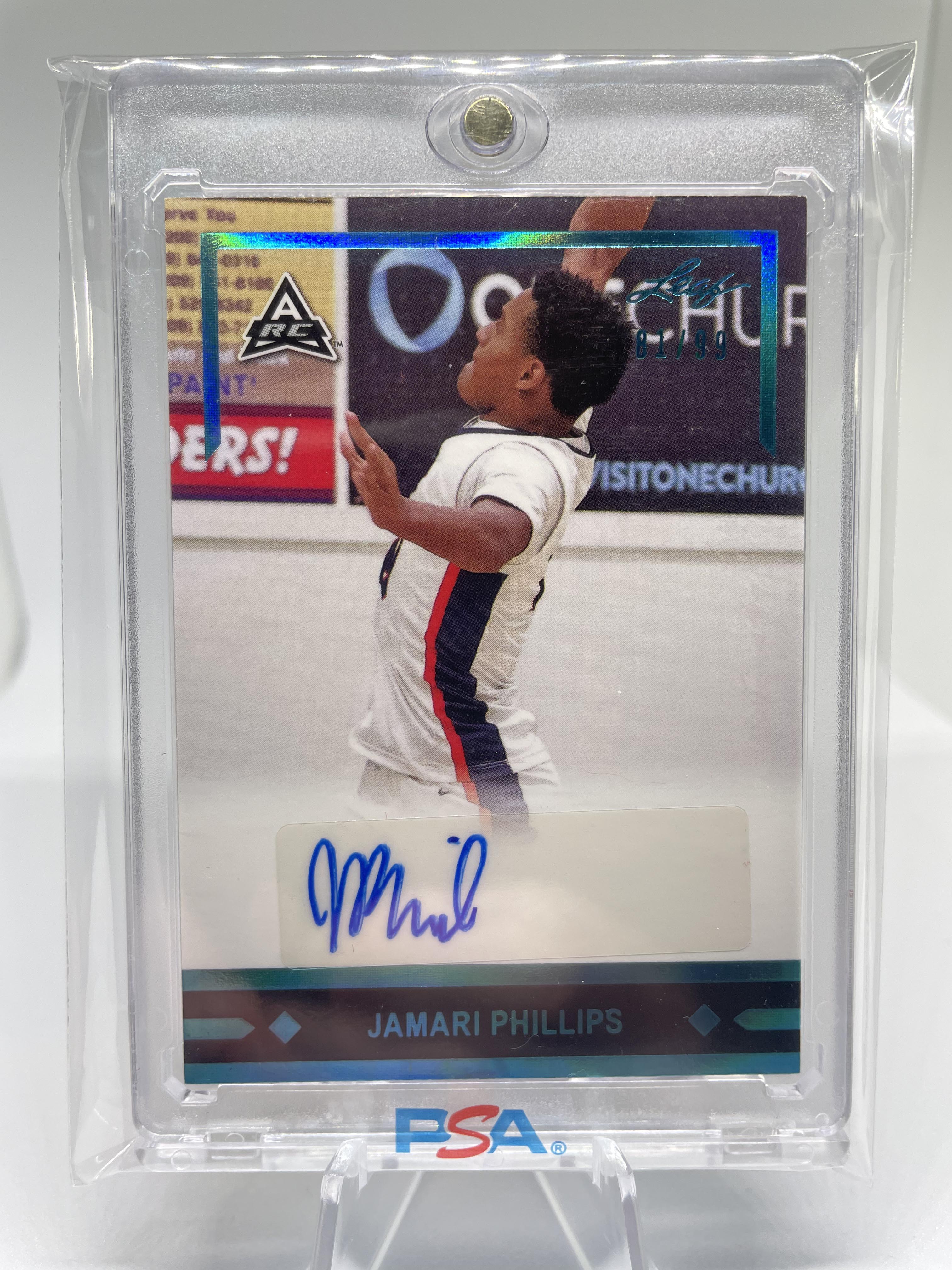 2021-22 Leaf Memories Jamari Phillips Aqua Rookie Auto /99