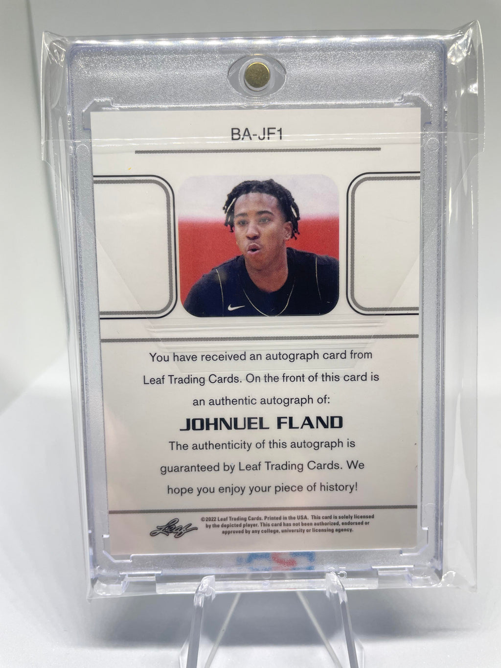 2021-22 Leaf Memories Johnuel Fland 1990 Green Rookie Auto /50