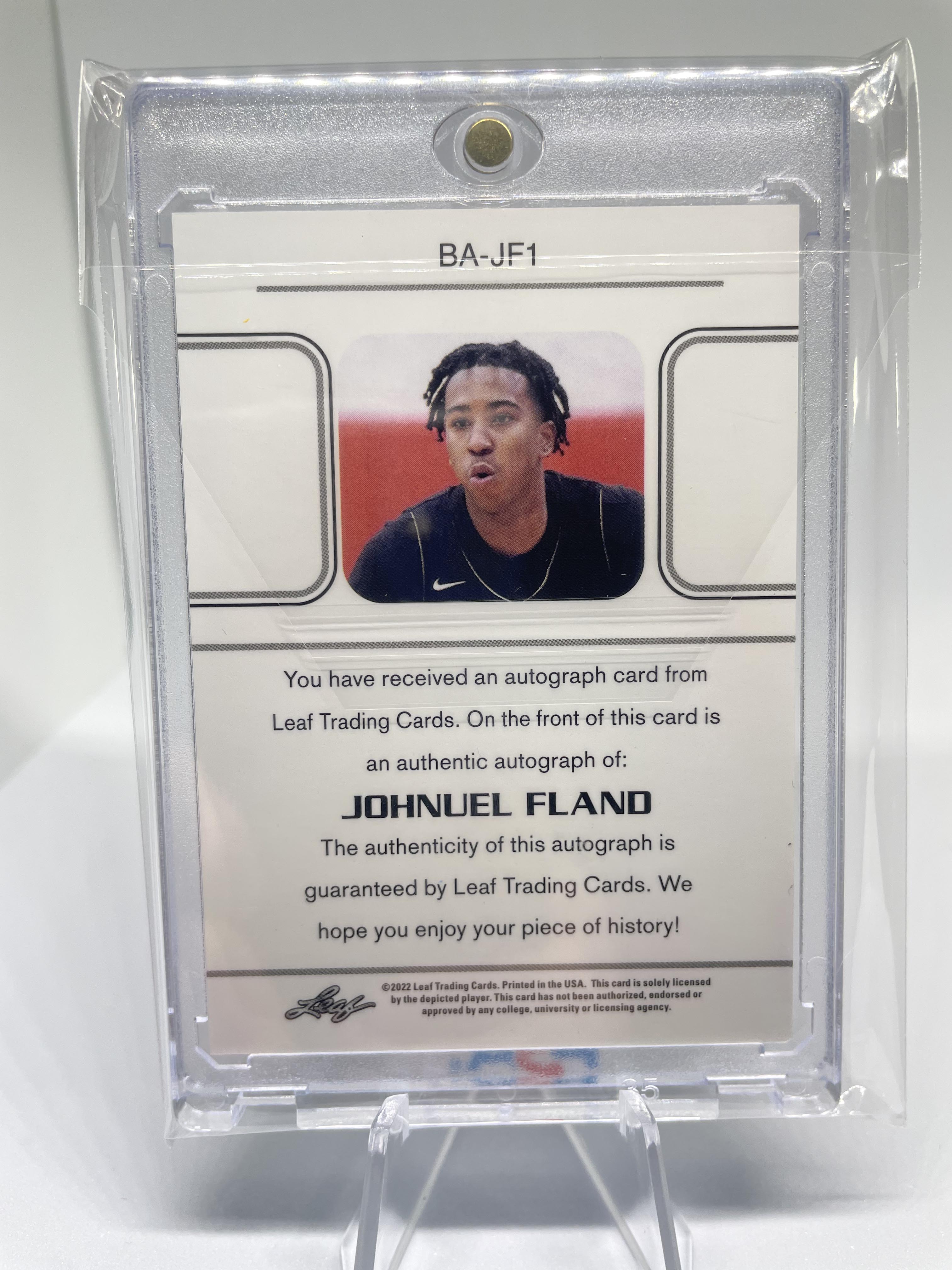 2021-22 Leaf Memories Johnuel Fland 1990 Green Rookie Auto /50