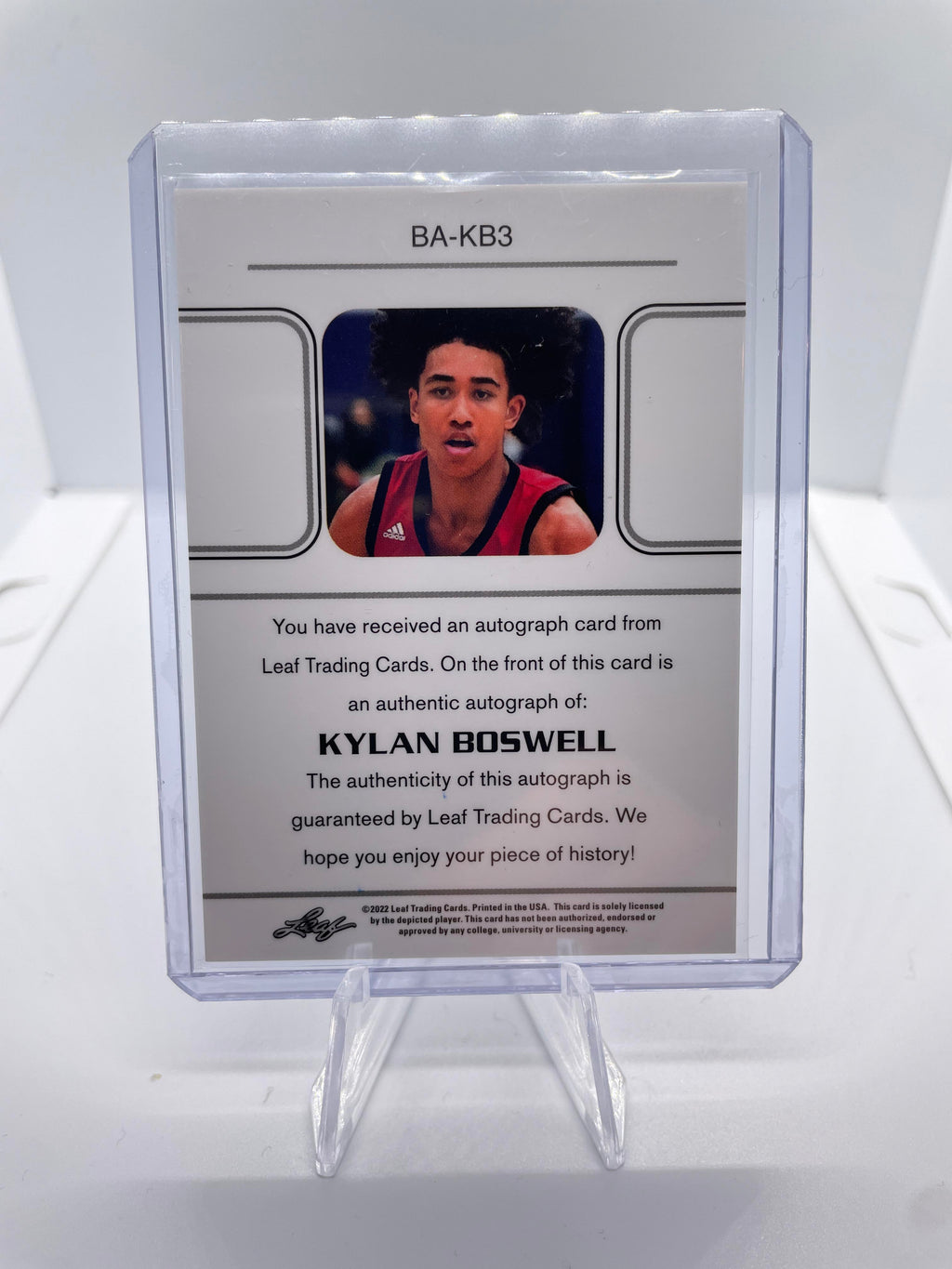 2021-22 Leaf Memories Kylan Boswell Bronze Rookie Auto