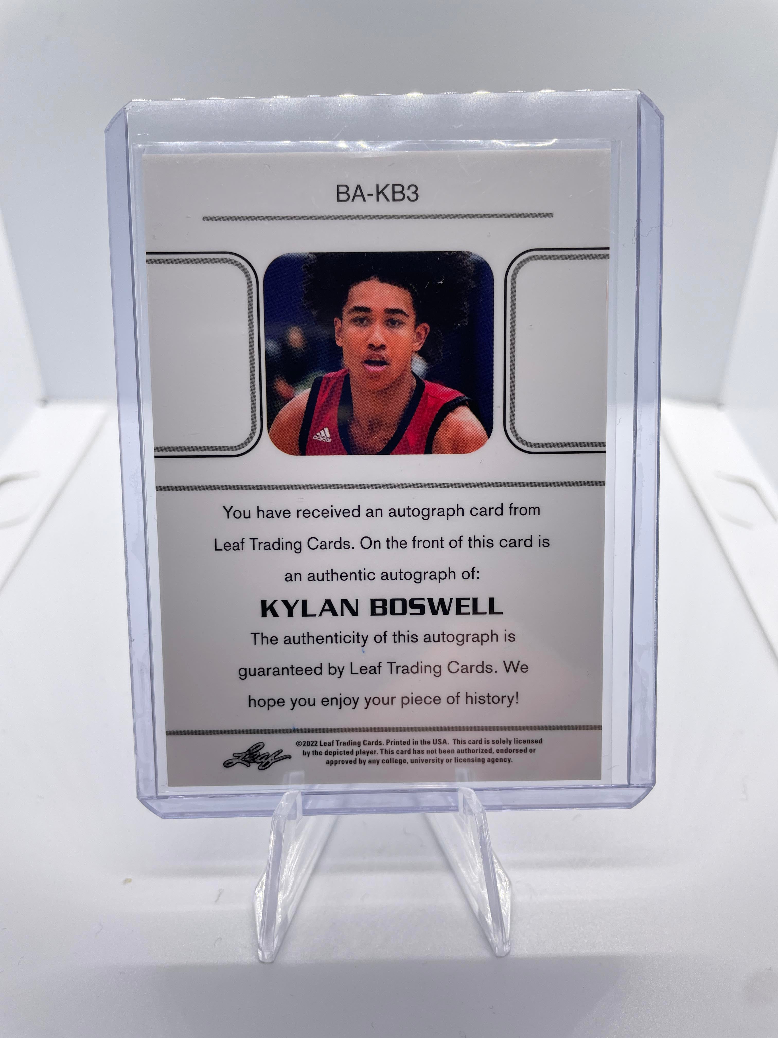 2021-22 Leaf Memories Kylan Boswell Bronze Rookie Auto