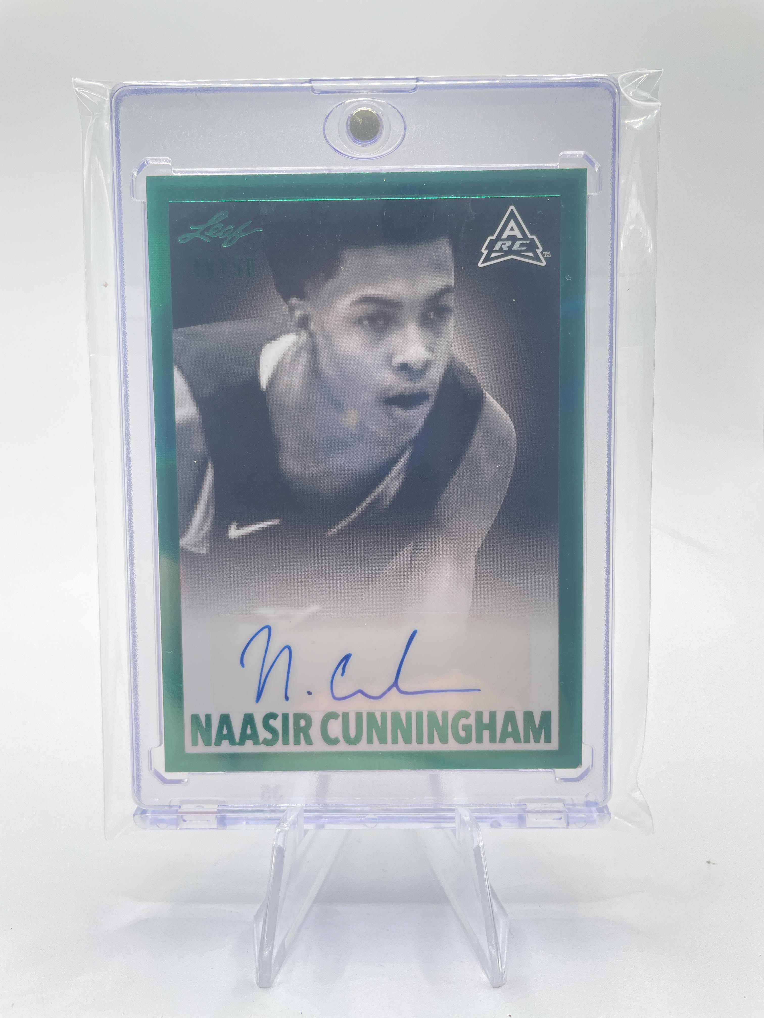 2021-22 Leaf Memories Naasir Cunningham 1960 Green Foil Rookie Auto /50