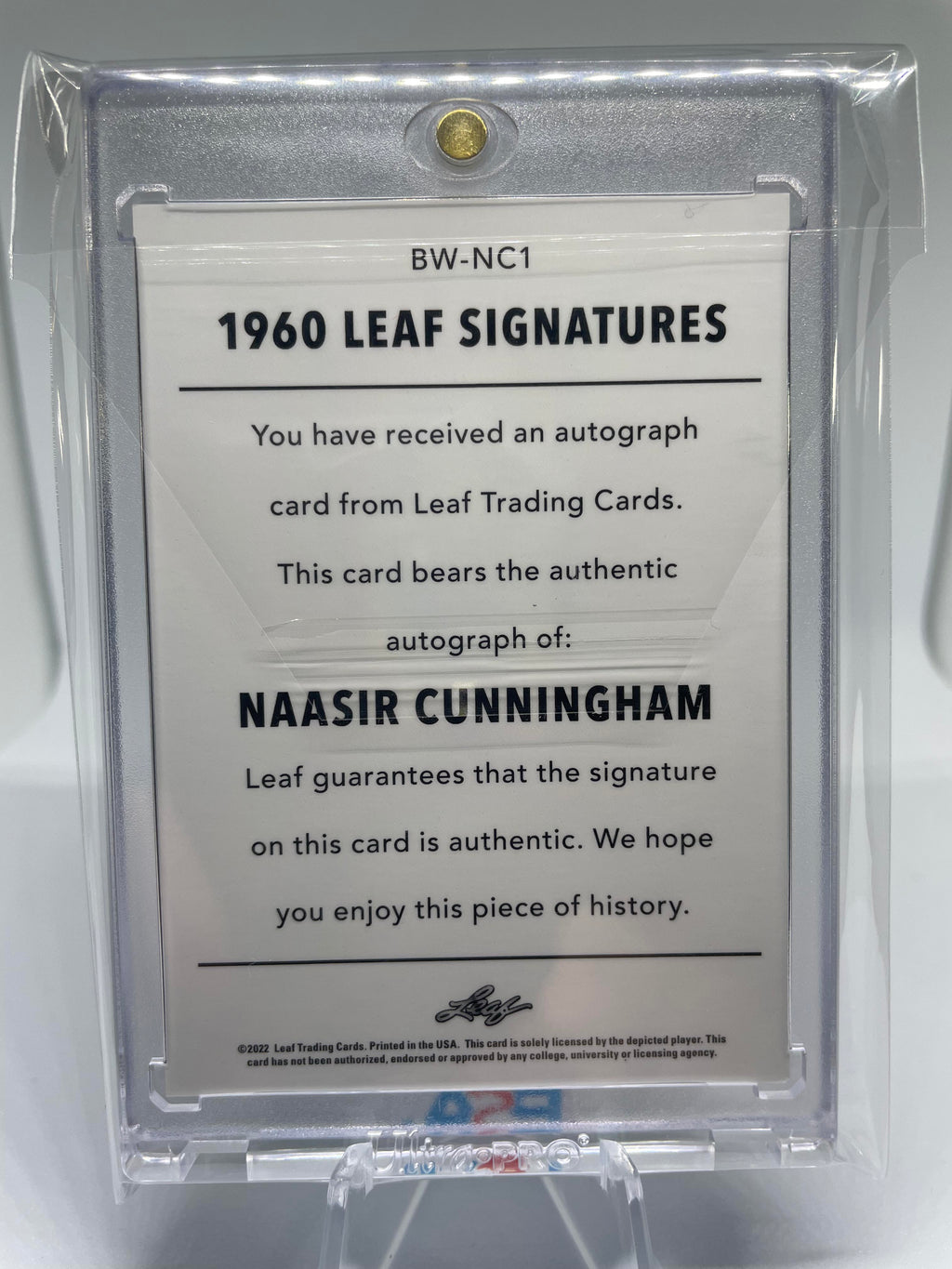 2021-22 Leaf Memories Naasir Cunningham 1960 Platinum Foil Rookie Auto /99