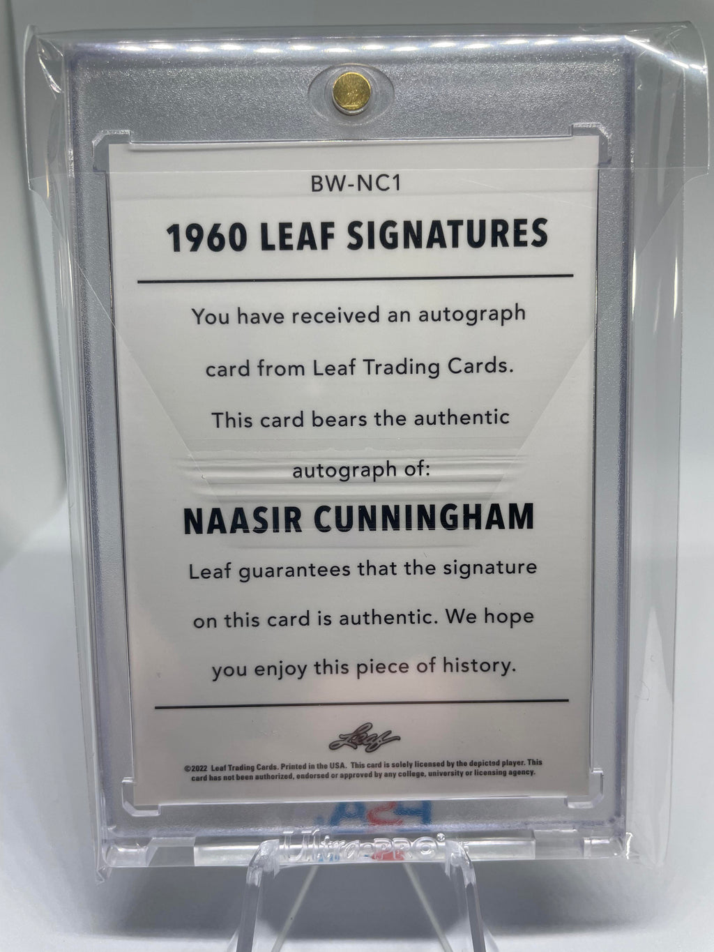 2021-22 Leaf Memories Naasir Cunningham 1960 Red Foil Rookie Auto /25