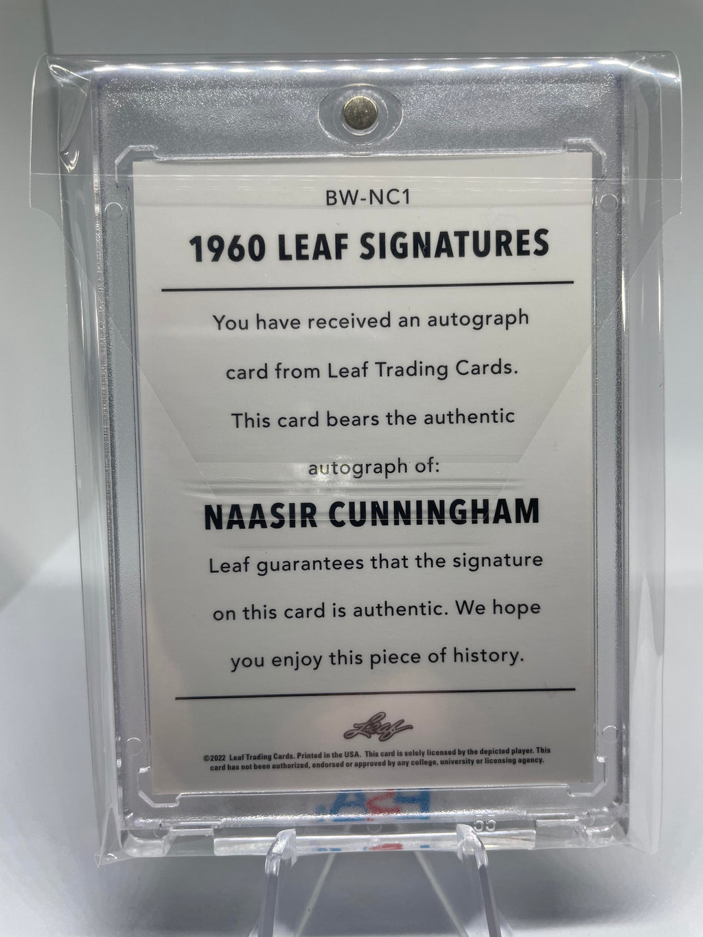 2021-22 Leaf Memories Naasir Cunningham 1960 Signatures Bronze Rookie Auto