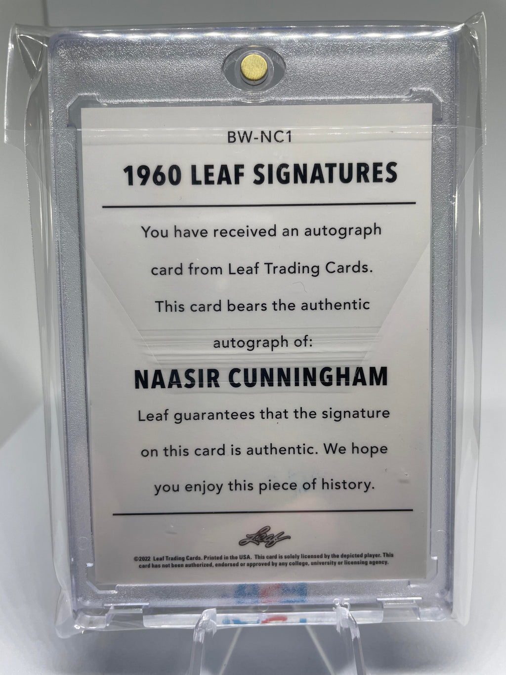 2021-22 Leaf Memories Naasir Cunningham 1960 Signatures Bronze Rookie Auto