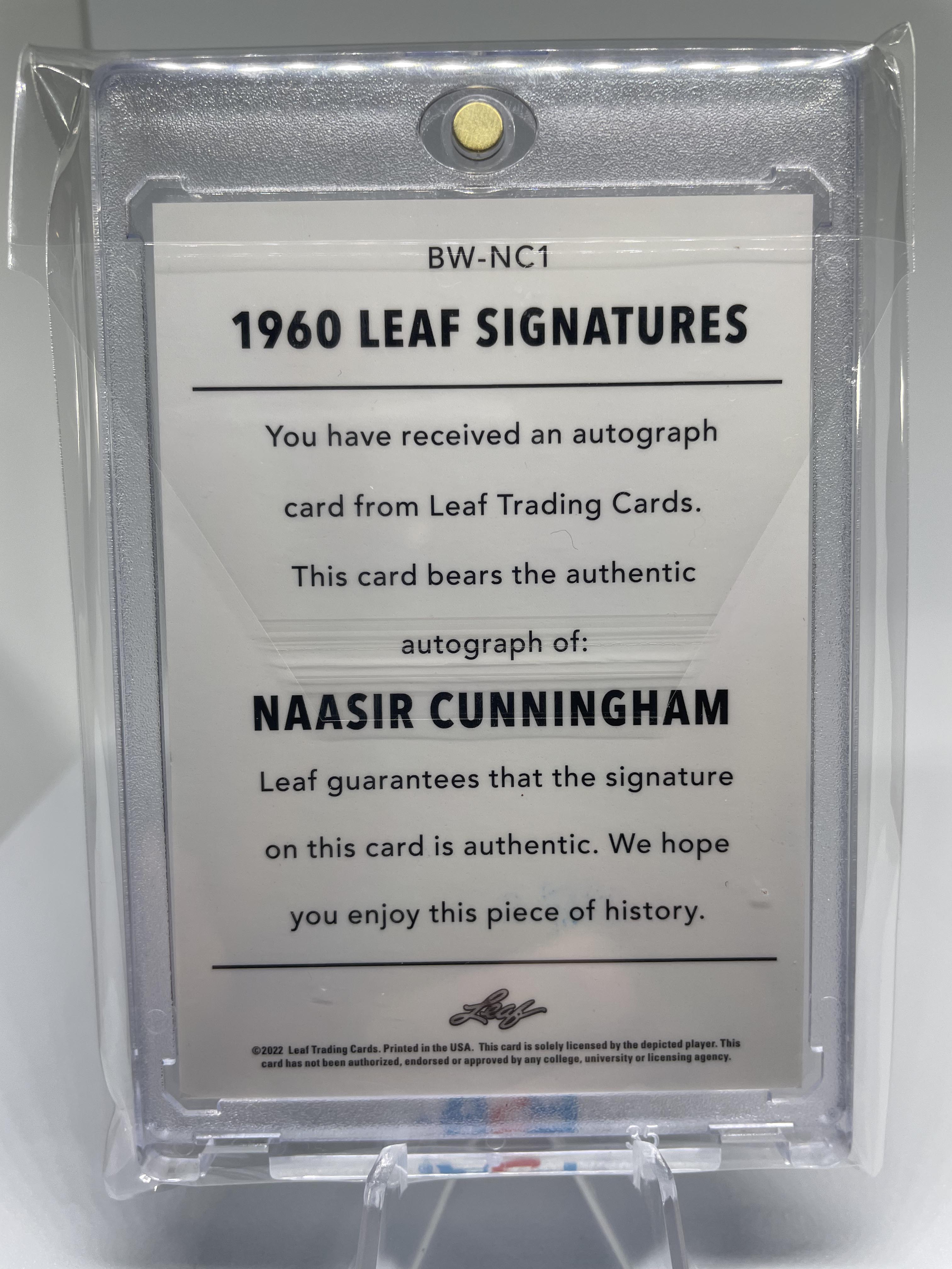 2021-22 Leaf Memories Naasir Cunningham 1960 Signatures Bronze Rookie Auto