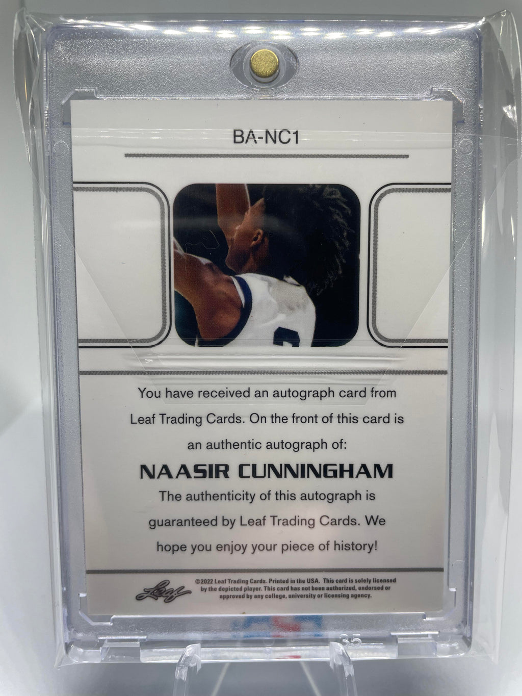2021-22 Leaf Memories Naasir Cunningham 1990 Platinum Rookie Auto /99