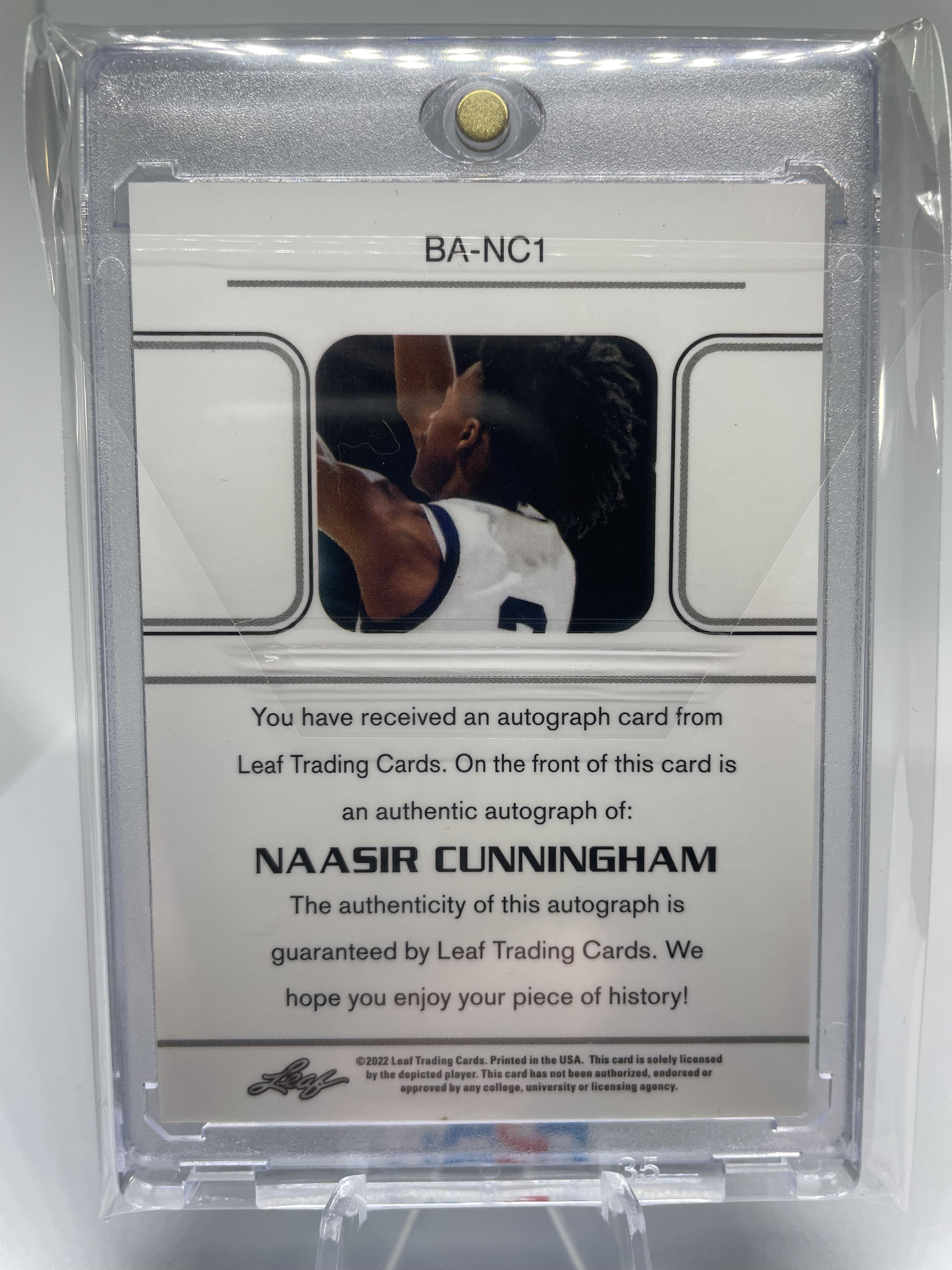 2021-22 Leaf Memories Naasir Cunningham 1990 Platinum Rookie Auto /99