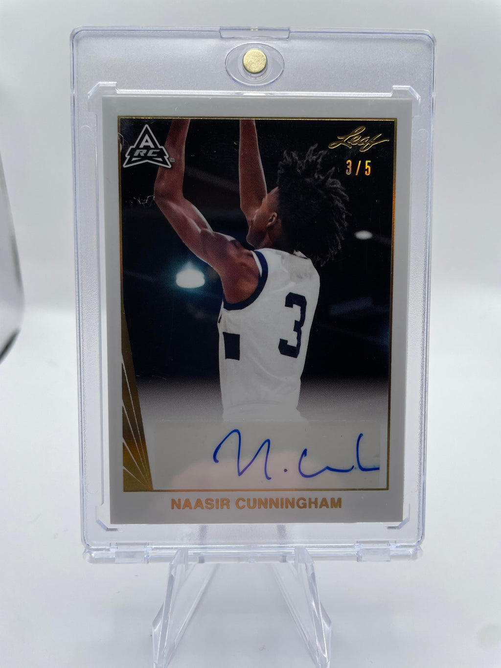 2021-22 Leaf Memories Naasir Cunningham Gold Holo Rookie Auto 3/5 Number Match